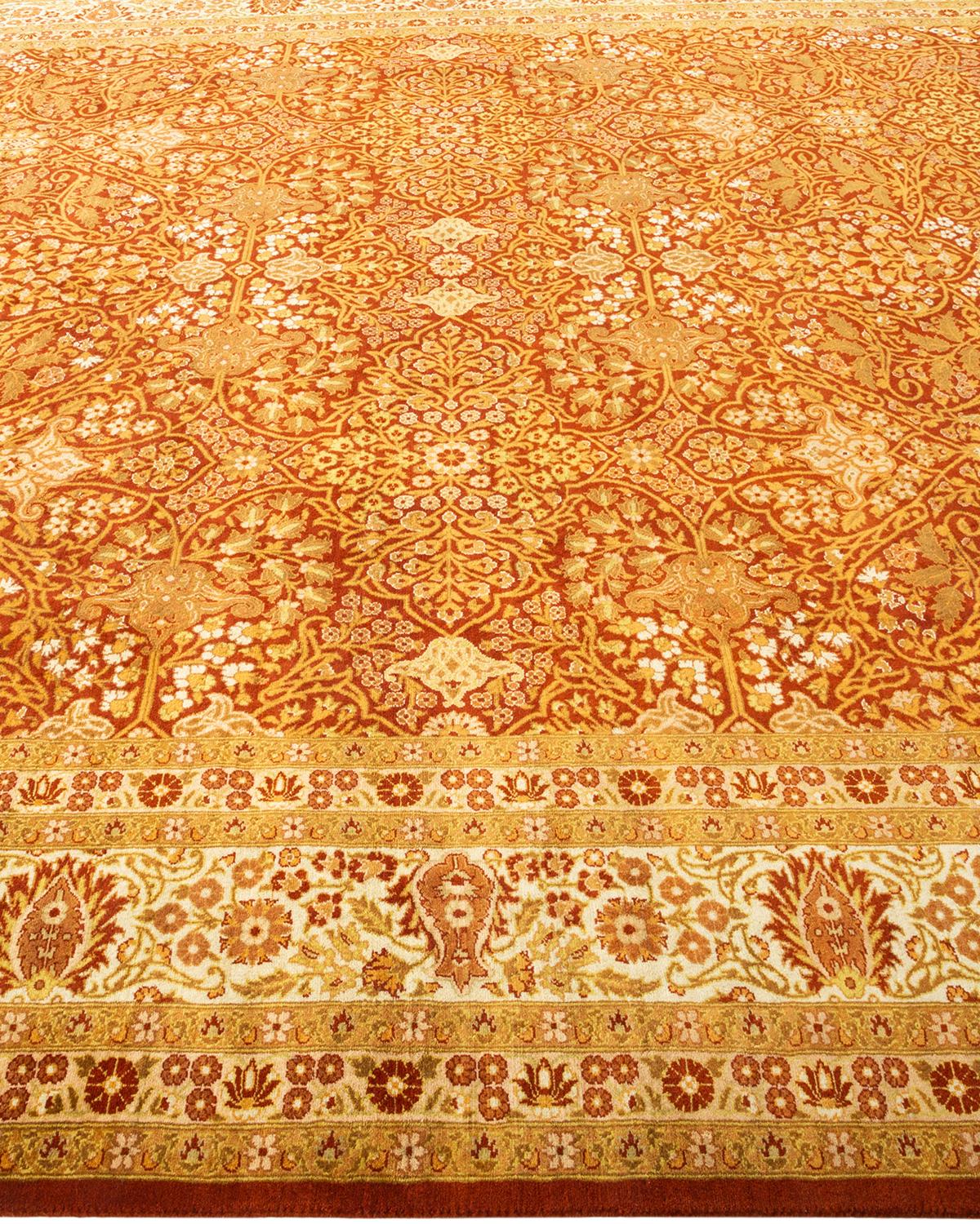 Handgeknüpfter orientalischer Mogul-Teppich in Orange, Unikat im Zustand „Neu“ im Angebot in Norwalk, CT