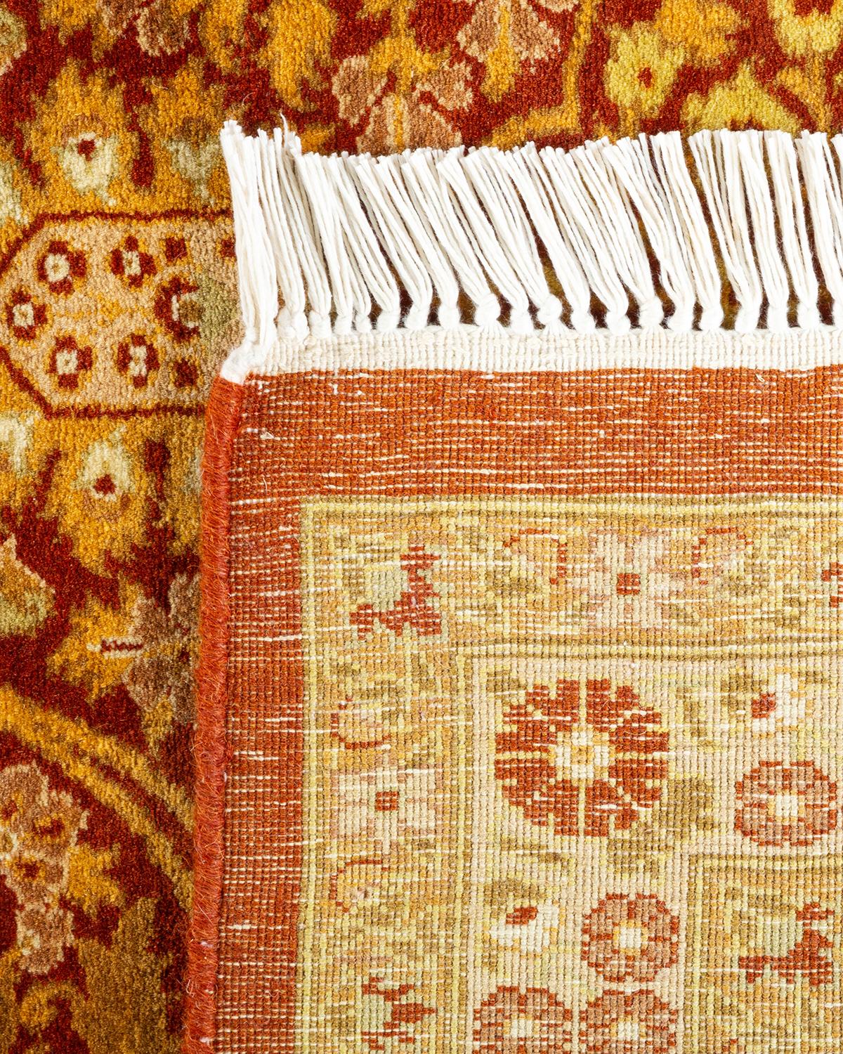 Handgeknüpfter orientalischer Mogul-Teppich in Orange, Unikat (21. Jahrhundert und zeitgenössisch) im Angebot