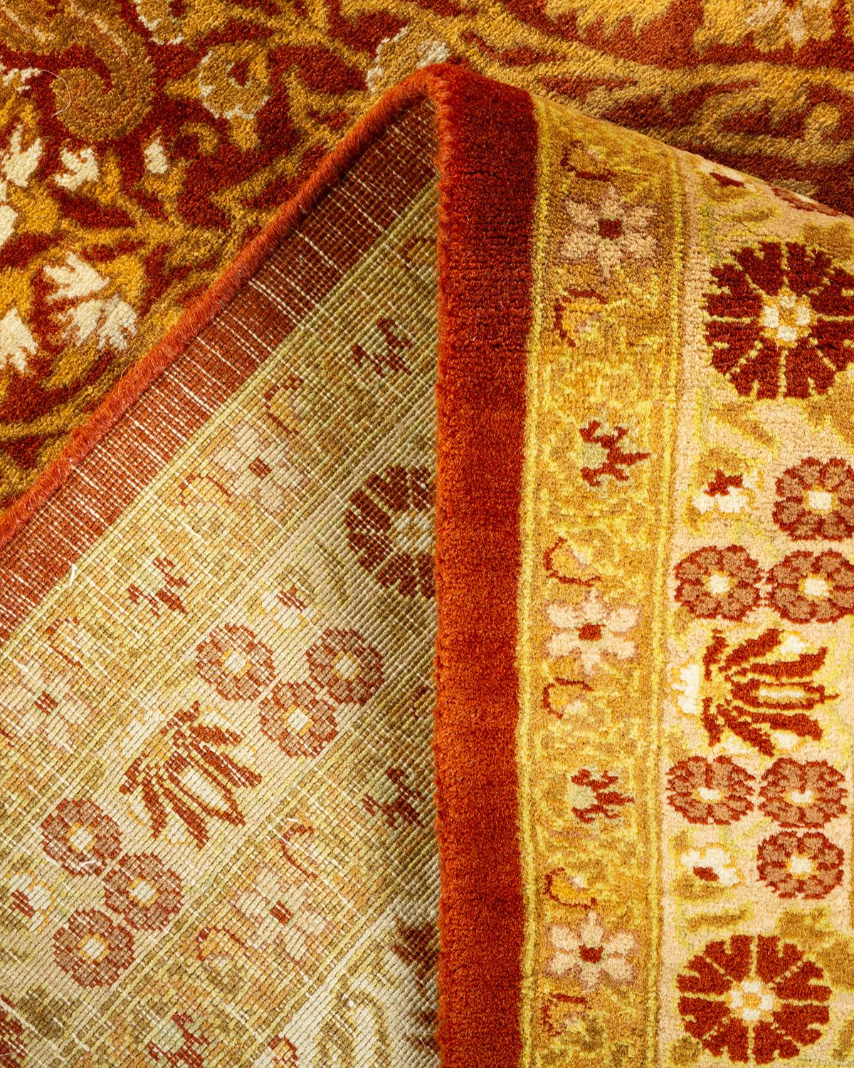 Handgeknüpfter orientalischer Mogul-Teppich in Orange, Unikat (Wolle) im Angebot