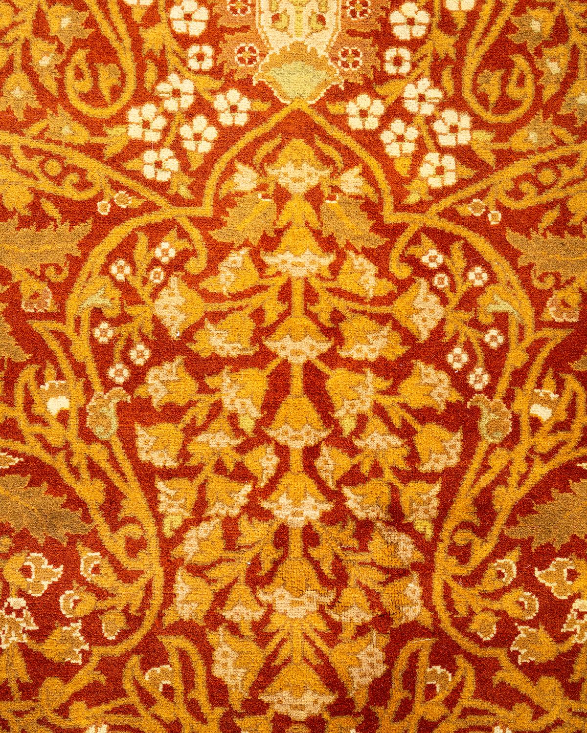 Handgeknüpfter orientalischer Mogul-Teppich in Orange, Unikat (Pakistanisch) im Angebot