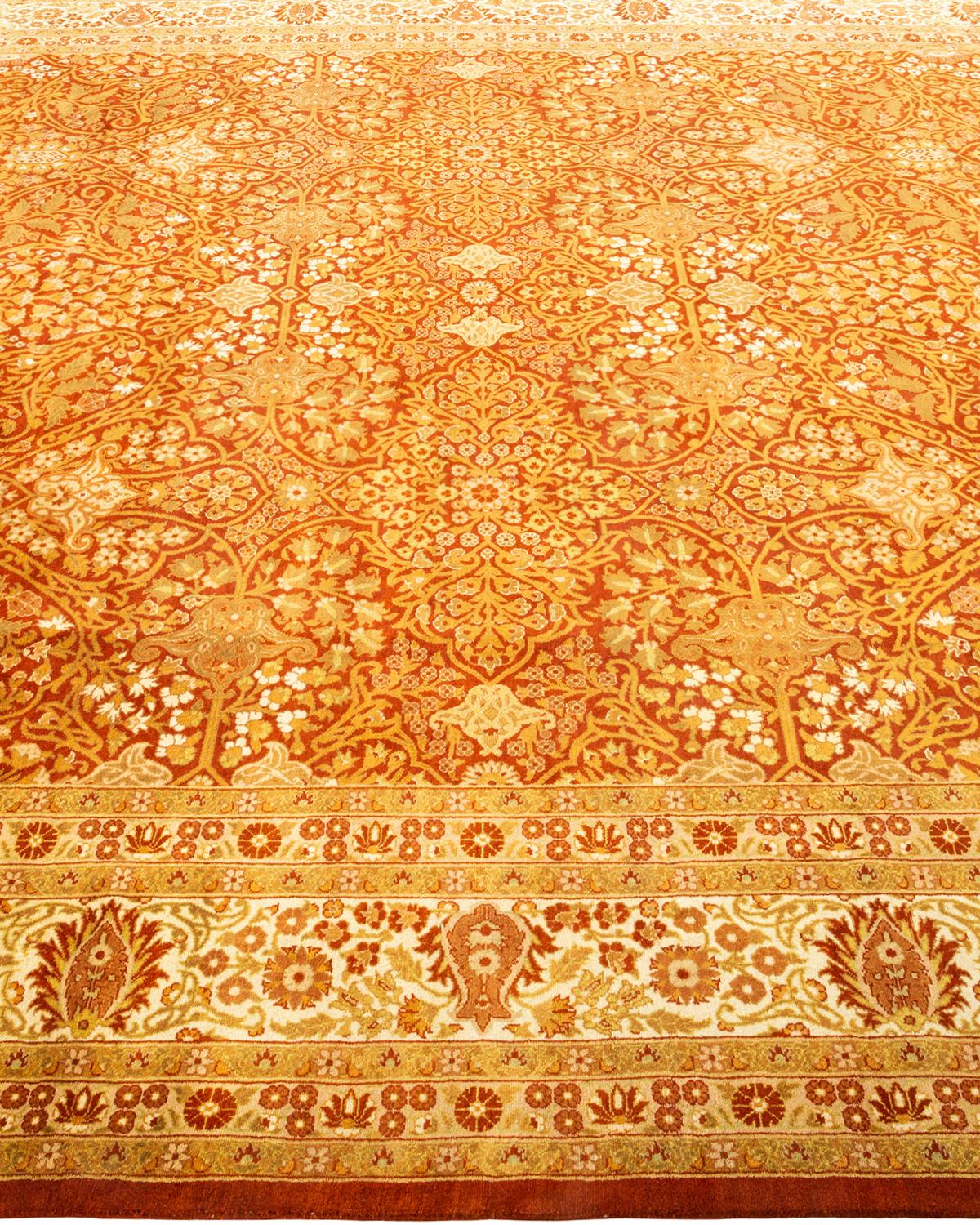 Handgeknüpfter orientalischer Mogul-Teppich in Orange, Unikat im Zustand „Neu“ im Angebot in Norwalk, CT