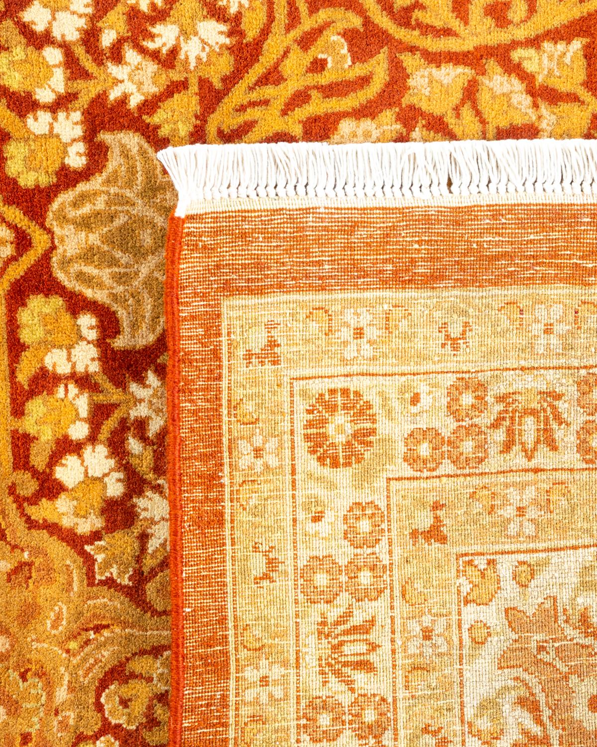 Handgeknüpfter orientalischer Mogul-Teppich in Orange, Unikat (21. Jahrhundert und zeitgenössisch) im Angebot