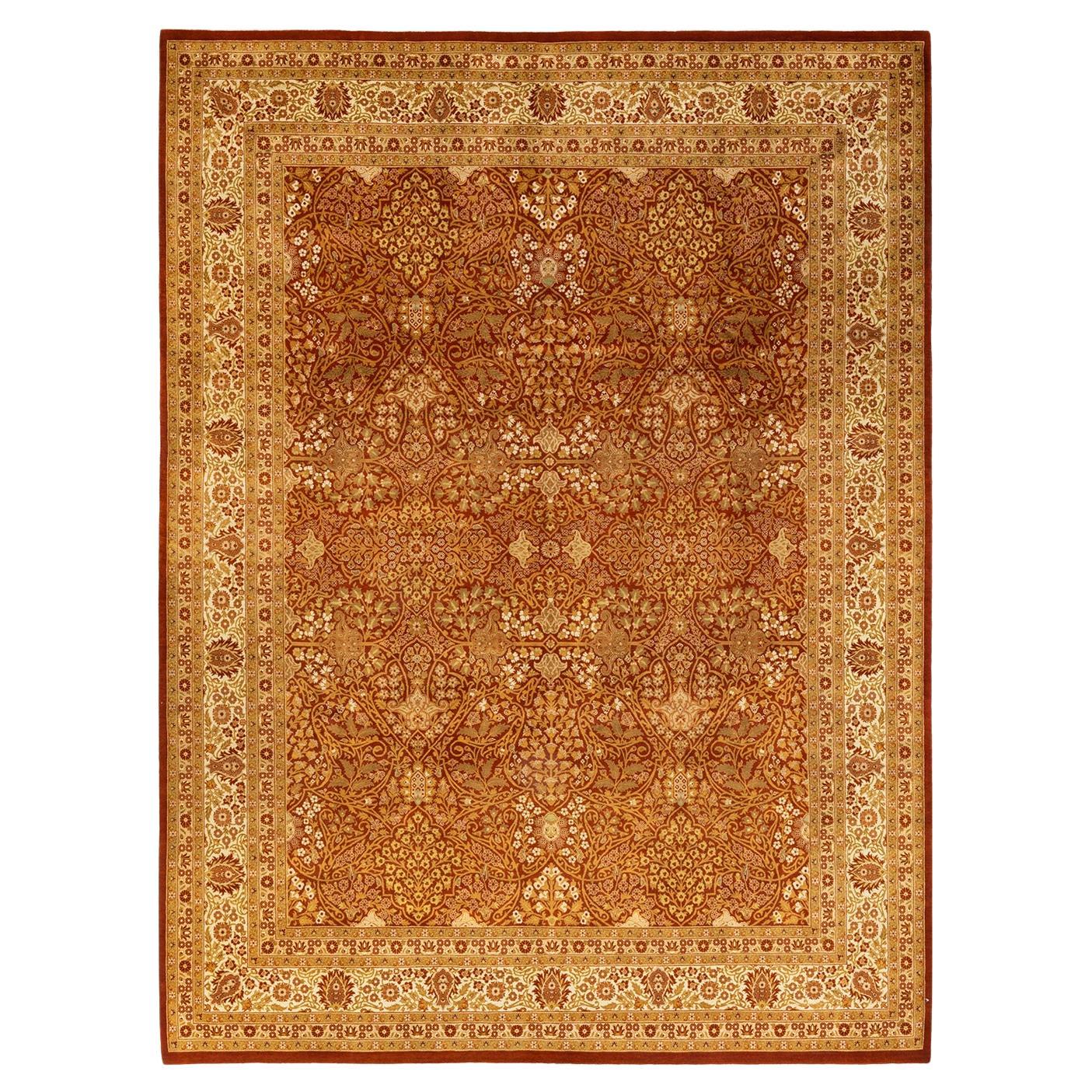 One-of-a-kind Hand Knotted Oriental Mogul Orange Area Rug