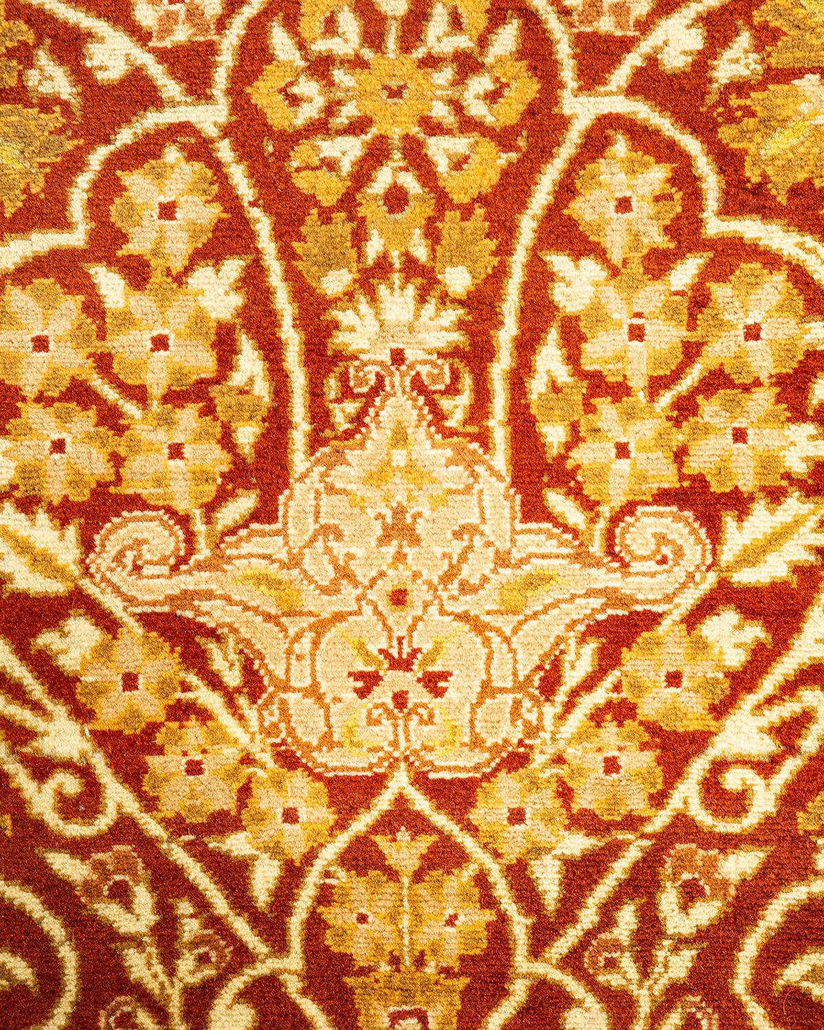 Handgeknüpfter orientalischer Mogul-Teppich in Orange, Unikat (Pakistanisch) im Angebot