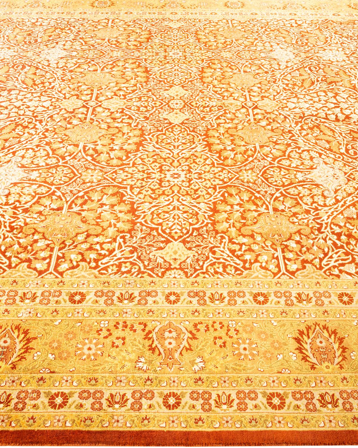 Handgeknüpfter orientalischer Mogul-Teppich in Orange, Unikat im Zustand „Neu“ im Angebot in Norwalk, CT