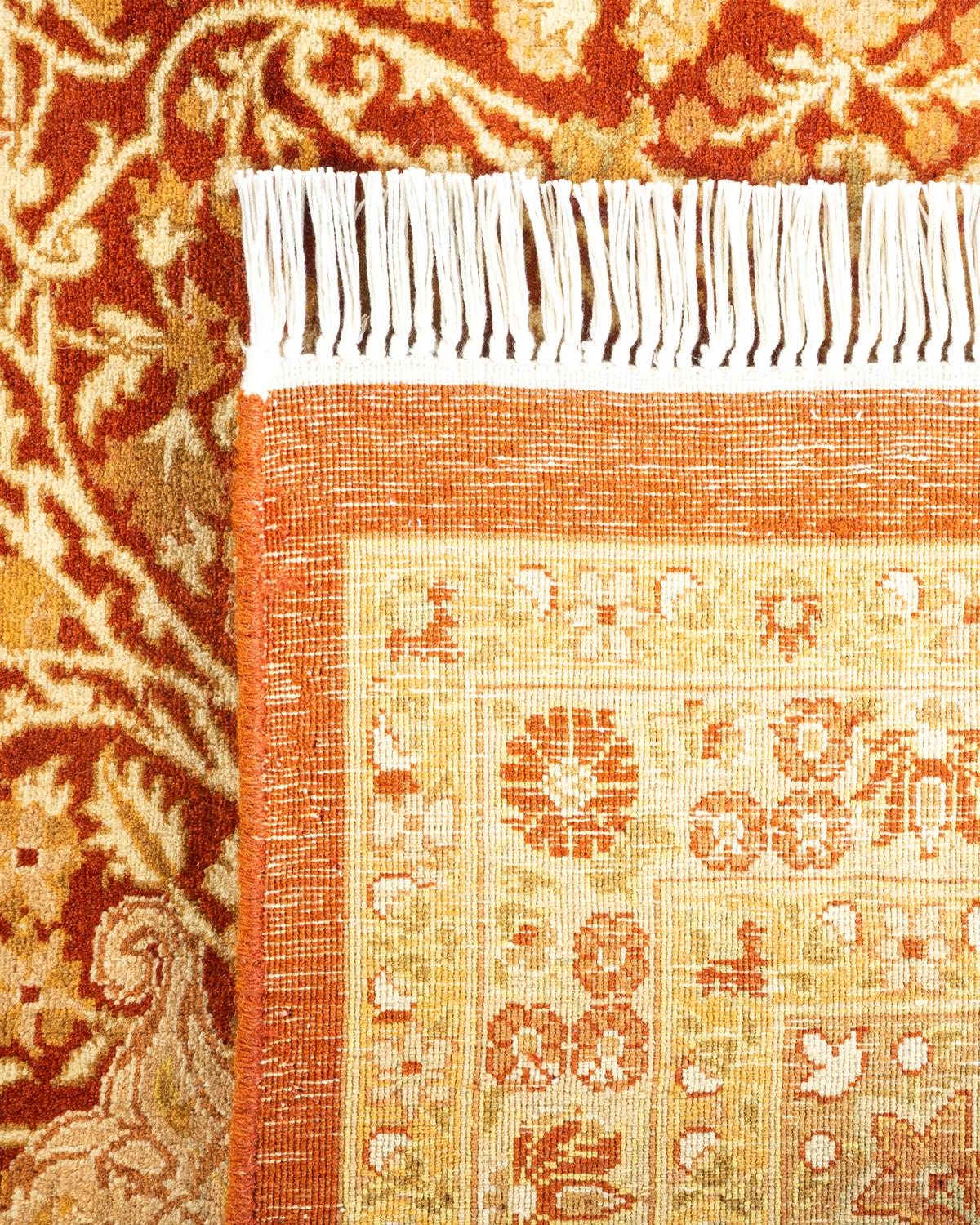 Handgeknüpfter orientalischer Mogul-Teppich in Orange, Unikat (21. Jahrhundert und zeitgenössisch) im Angebot