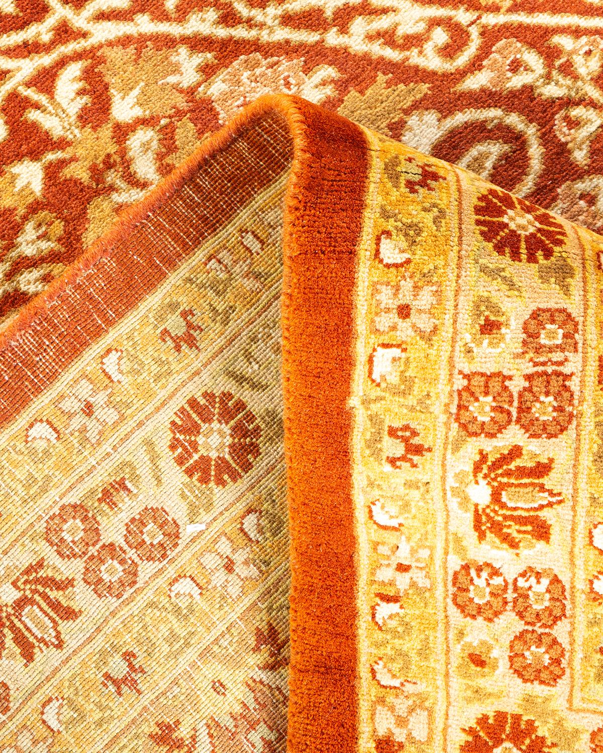 Handgeknüpfter orientalischer Mogul-Teppich in Orange, Unikat (Wolle) im Angebot