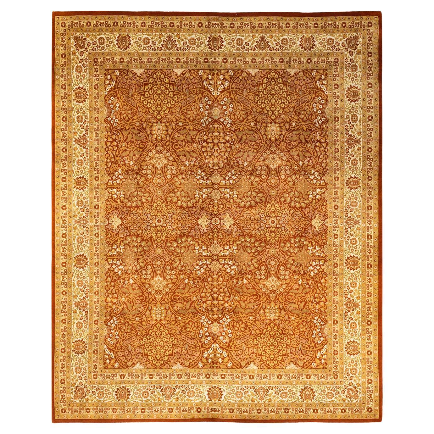 One-Of-A-Kind Hand Knotted Oriental Mogul Orange Area Rug For Sale