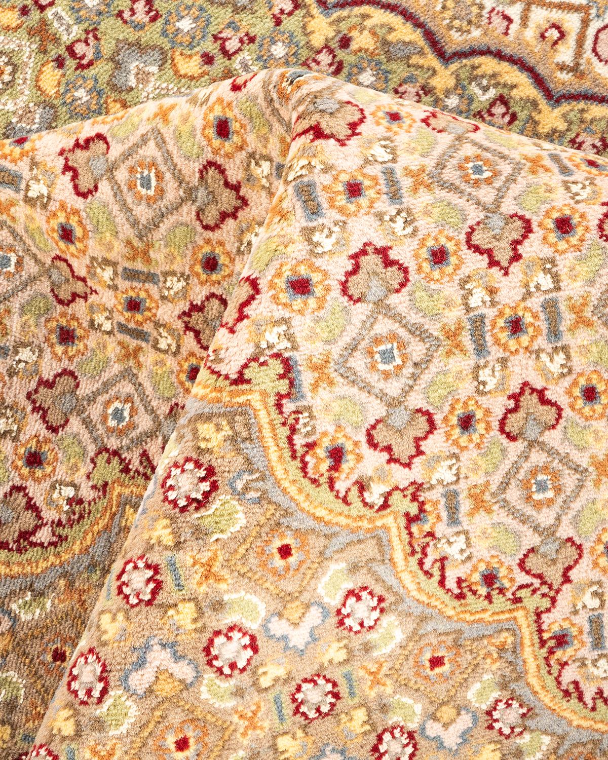 Handgeknüpfter orientalischer Mogul-Teppich in Orange, Unikat im Angebot 1