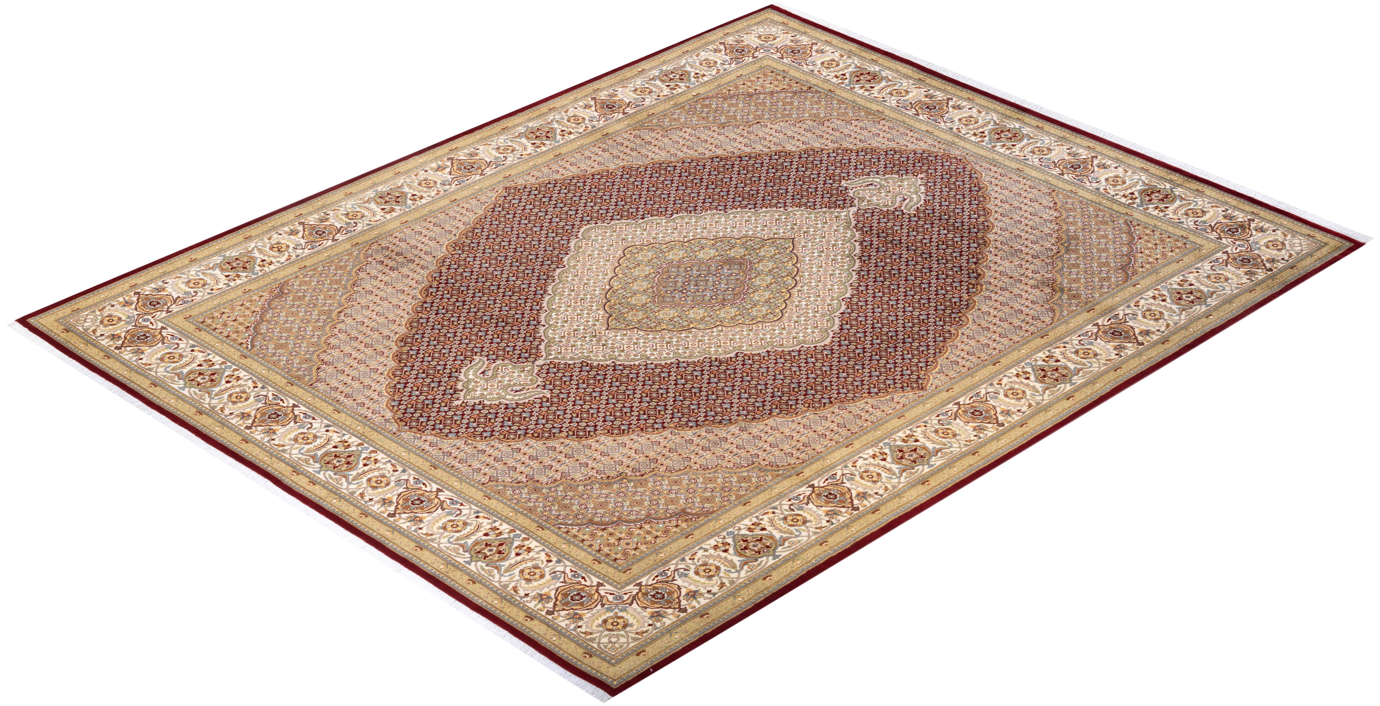 Handgeknüpfter orientalischer Mogul-Teppich in Orange, Unikat im Angebot 2