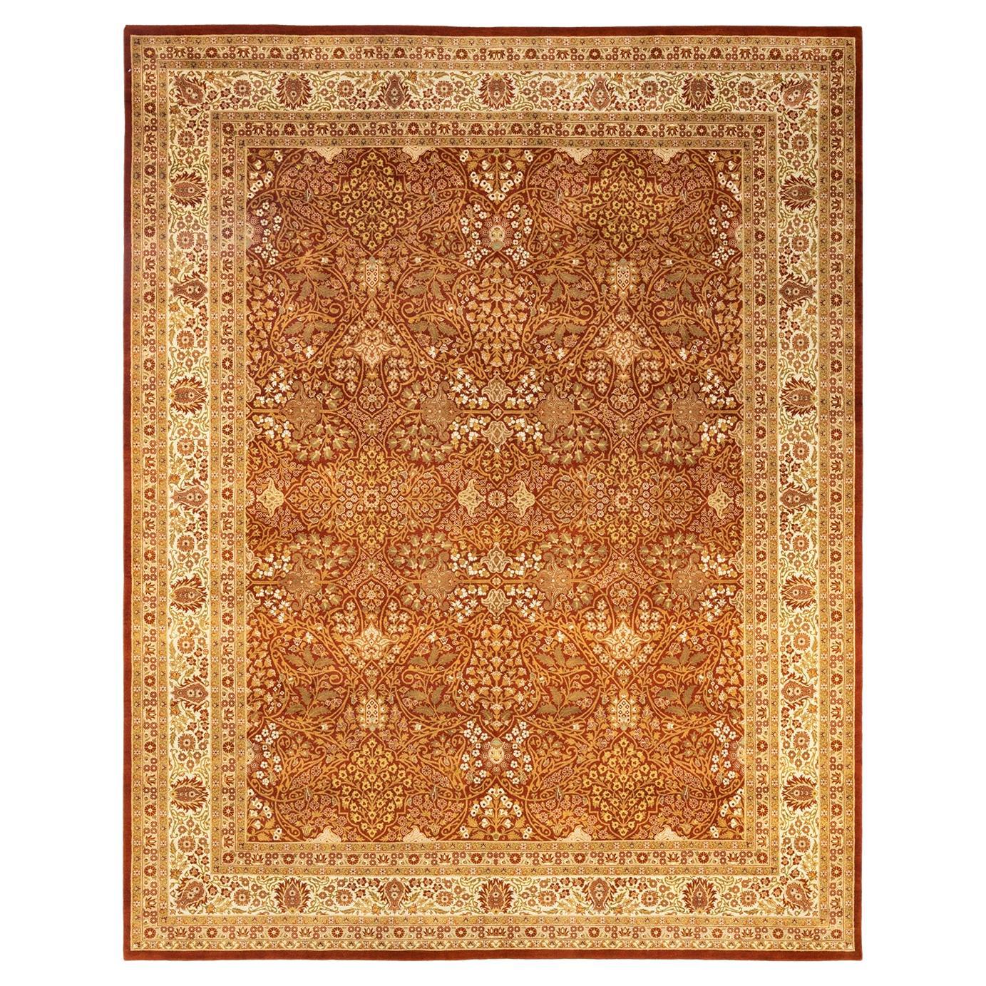 One-Of-A-Kind Hand Knotted  Oriental Mogul Orange Area Rug For Sale