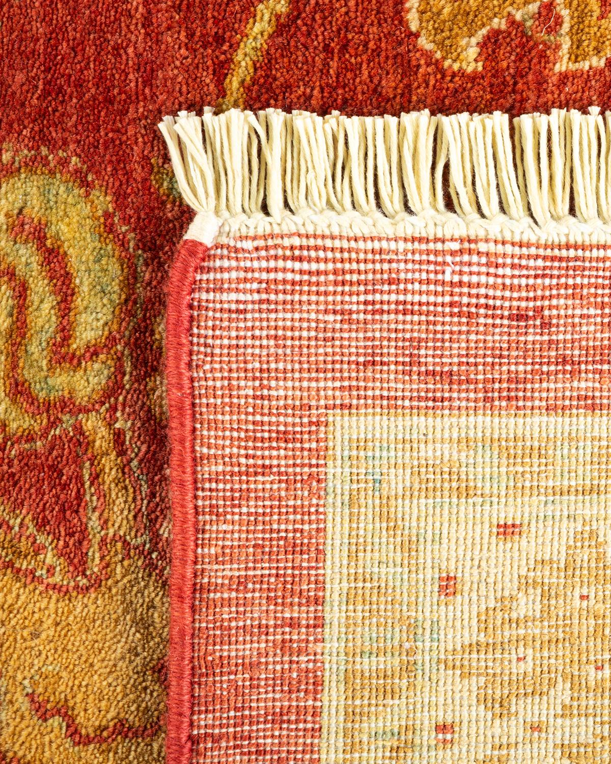 Contemporary One-Of-A-Kind Hand Knotted Oriental Mogul Orange Area Rug For Sale