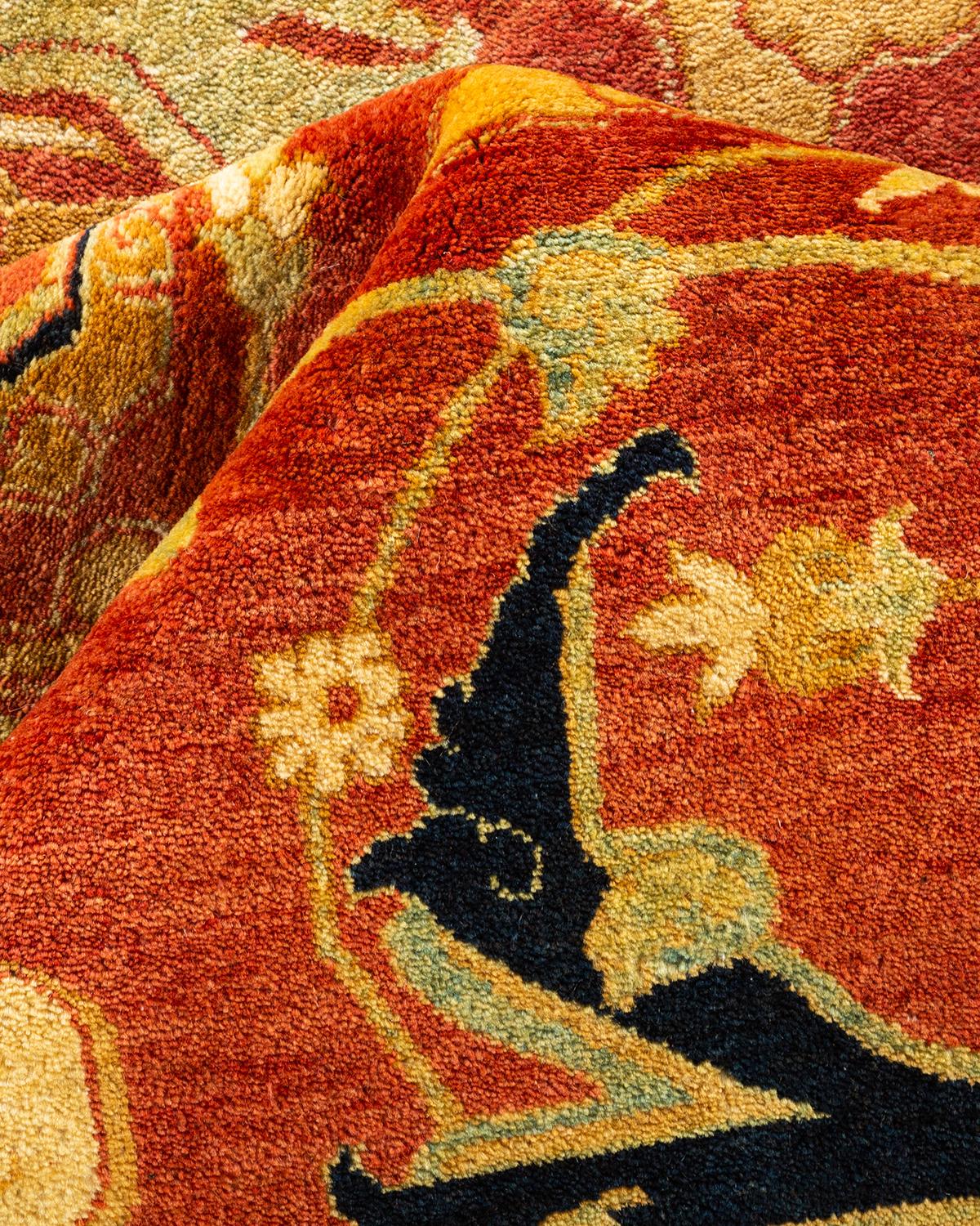 One-Of-A-Kind Hand Knotted Oriental Mogul Orange Area Rug For Sale 1