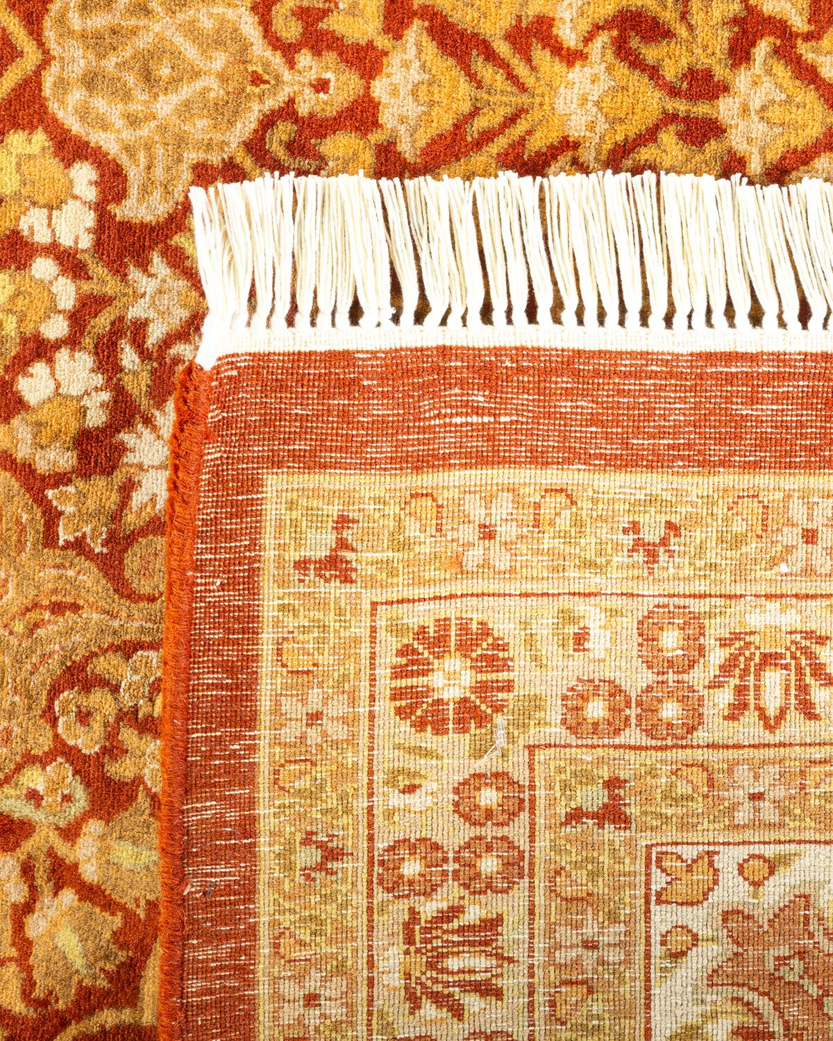 Contemporary One-Of-A-Kind Hand Knotted Oriental Mogul Orange Area Rug For Sale