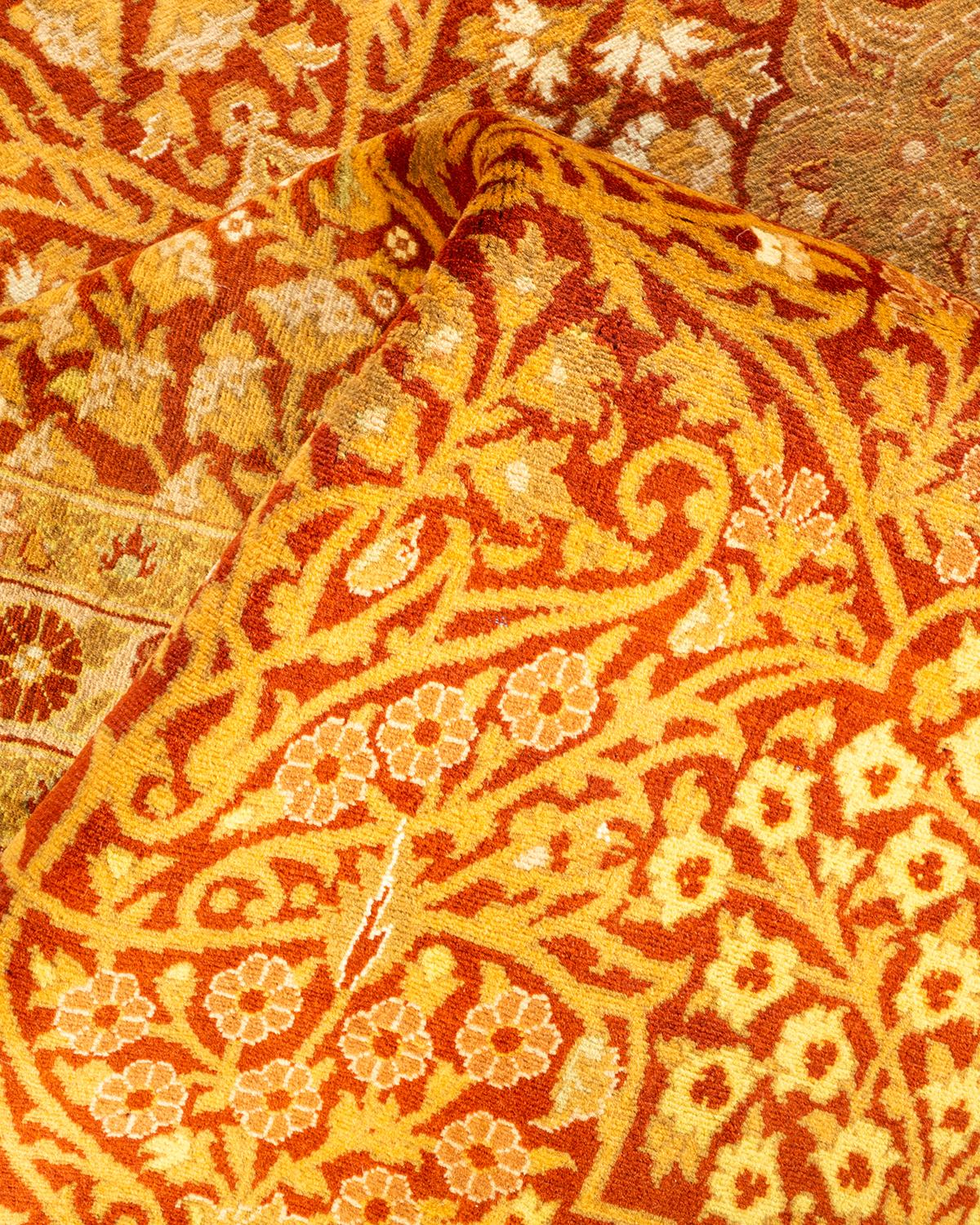 One-Of-A-Kind Hand Knotted Oriental Mogul Orange Area Rug For Sale 1