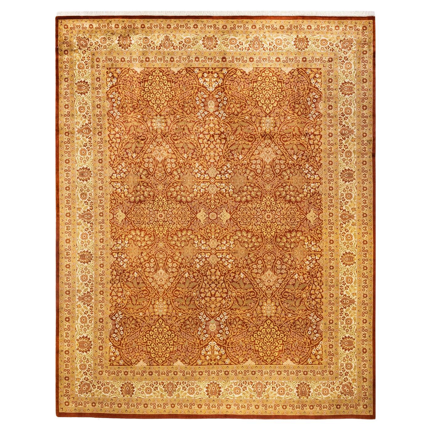 One-Of-A-Kind Hand Knotted Oriental Mogul Orange Area Rug For Sale