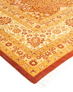 One-of-a-kind Hand Knotted Oriental Mogul Orange Area Rug