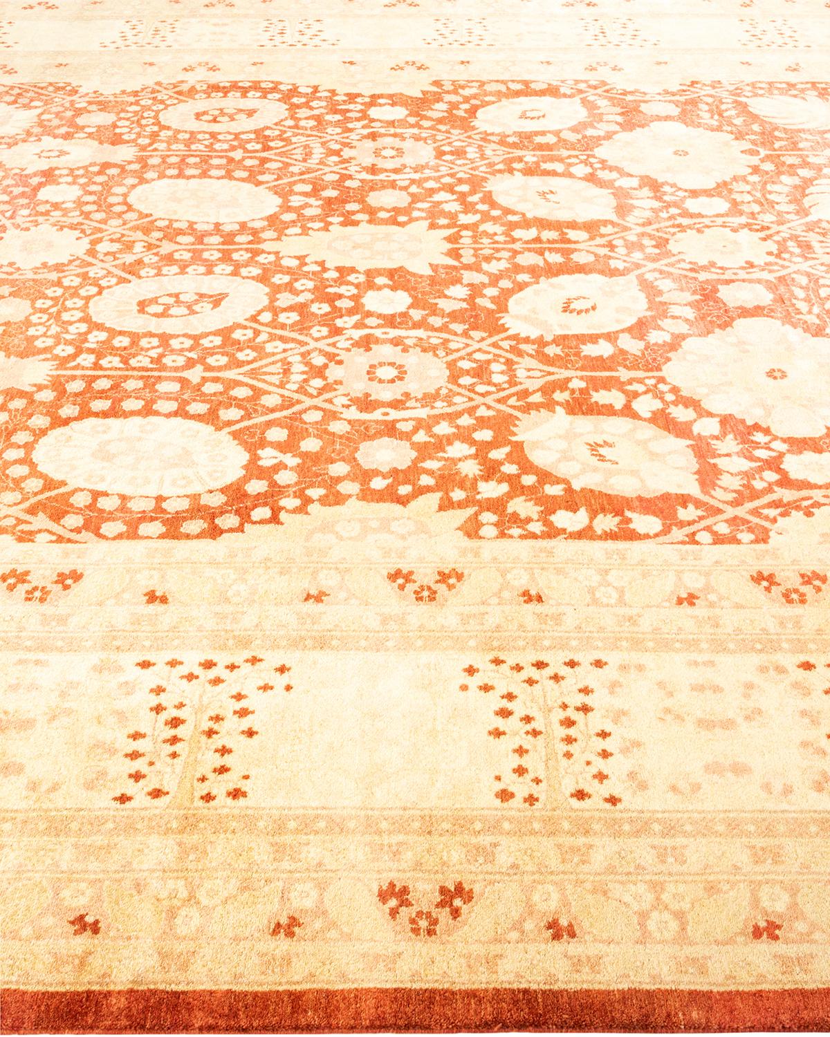 Tappeto d'area arancione Oriental Mogul, unico nel suo genere, annodato a mano In condizioni Nuovo in vendita a Norwalk, CT