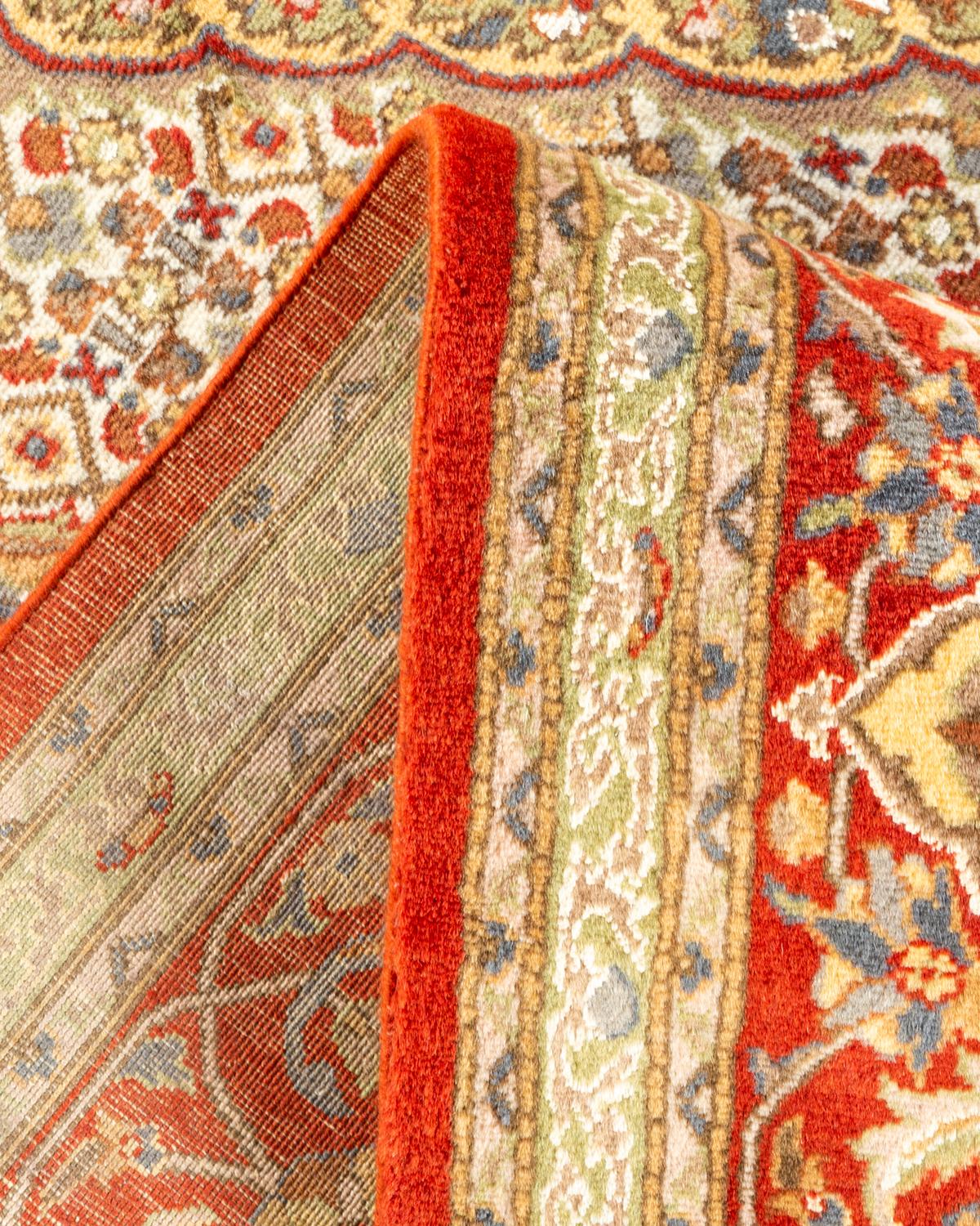 Wool One-of-a-kind Hand Knotted Oriental Mogul Orange Area Rug For Sale