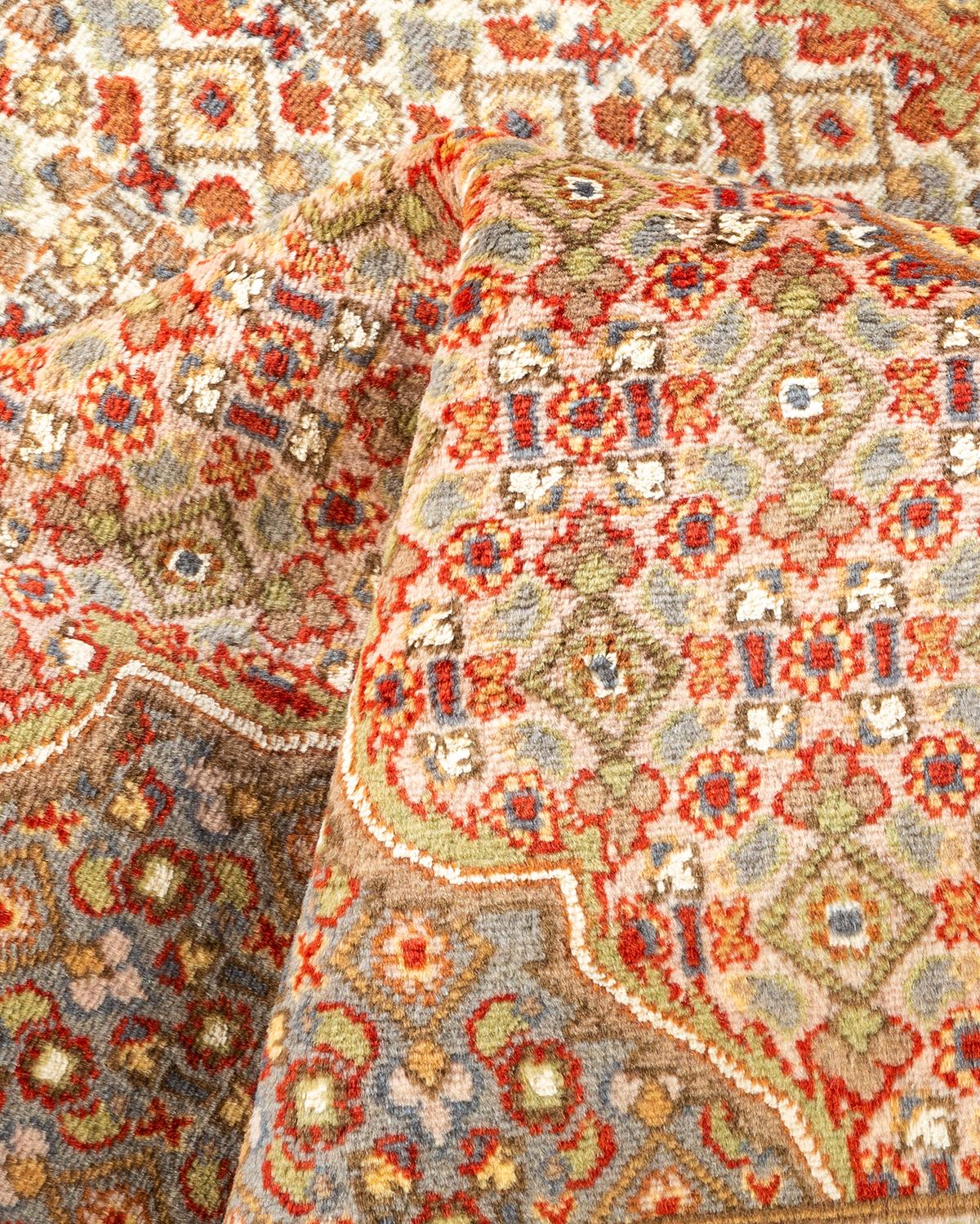 One-of-a-kind Hand Knotted Oriental Mogul Orange Area Rug For Sale 1