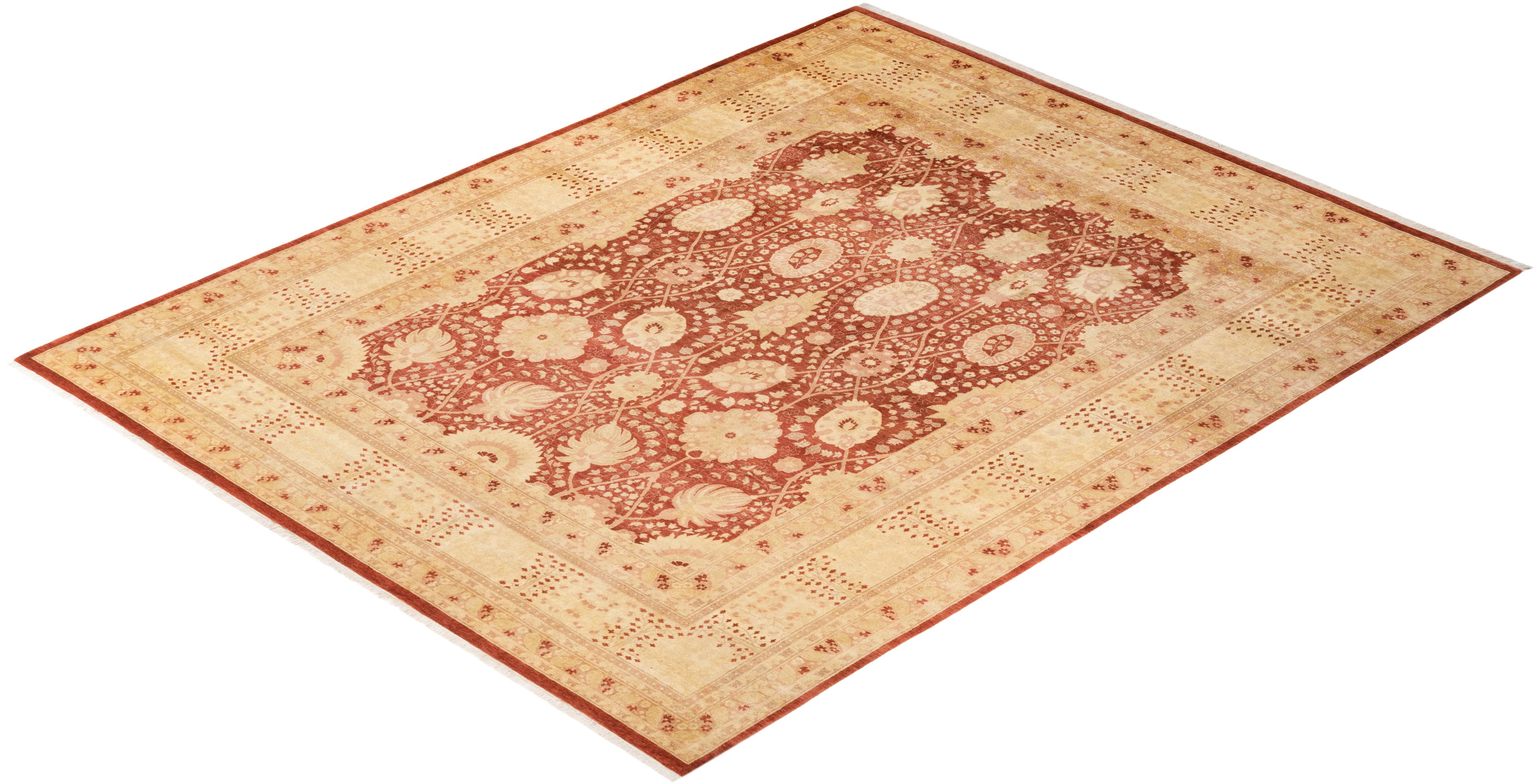 Tappeto d'area arancione Oriental Mogul, unico nel suo genere, annodato a mano in vendita 2