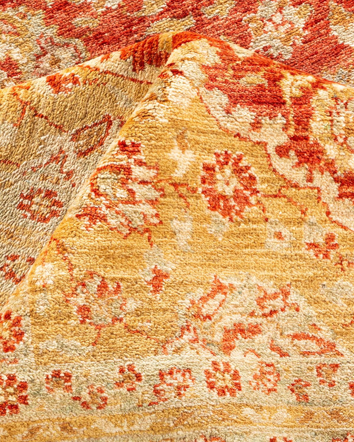 One-of-a-kind Hand Knotted Oriental Mogul Orange Area Rug For Sale 1