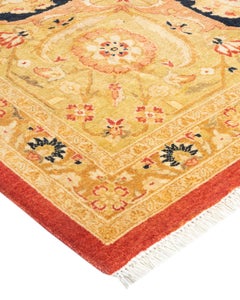 Handgeknüpfter orientalischer Mogul-Teppich in Orange, Unikat