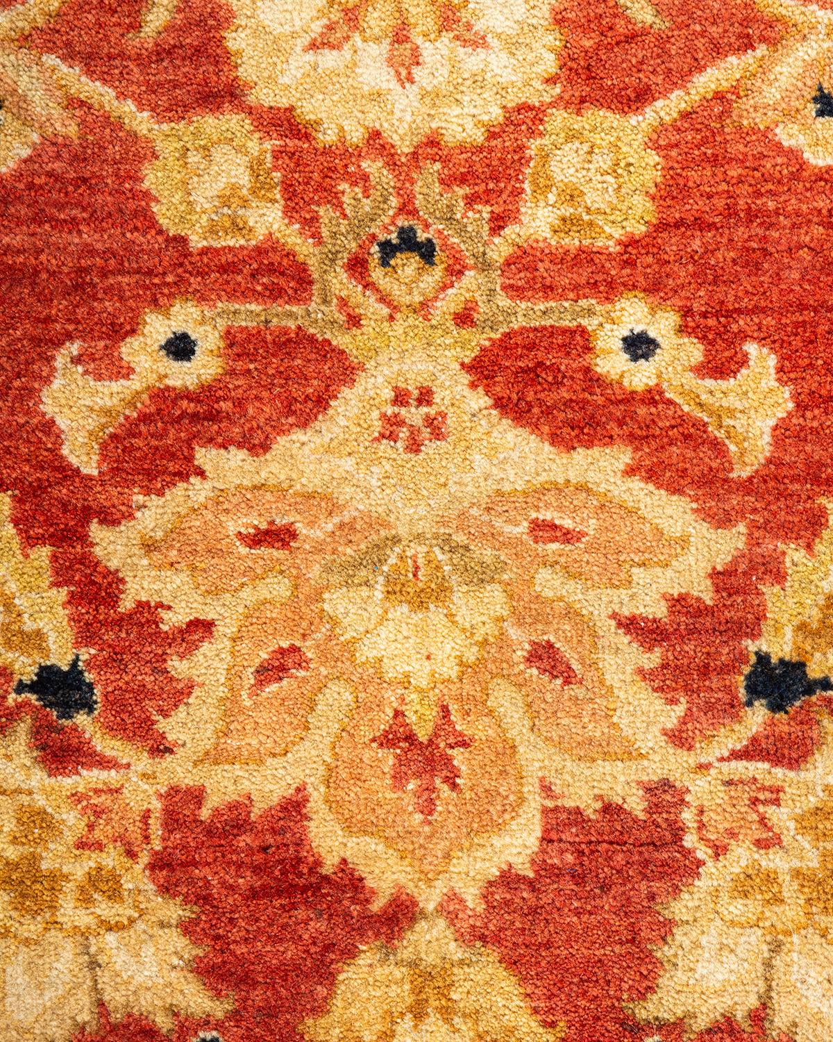 Handgeknüpfter orientalischer Mogul-Teppich in Orange, Unikat (Pakistanisch) im Angebot
