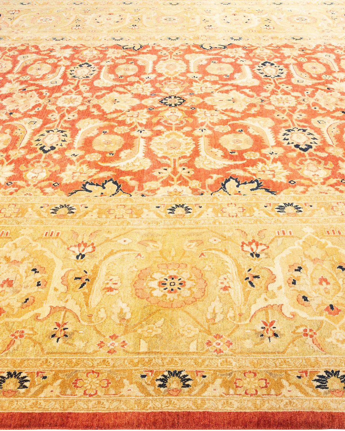 Handgeknüpfter orientalischer Mogul-Teppich in Orange, Unikat im Zustand „Neu“ im Angebot in Norwalk, CT