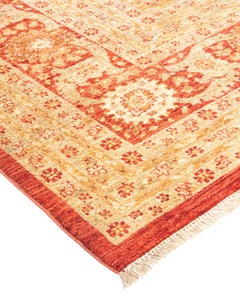 Handgeknüpfter orientalischer Mogul-Teppich in Orange, Unikat