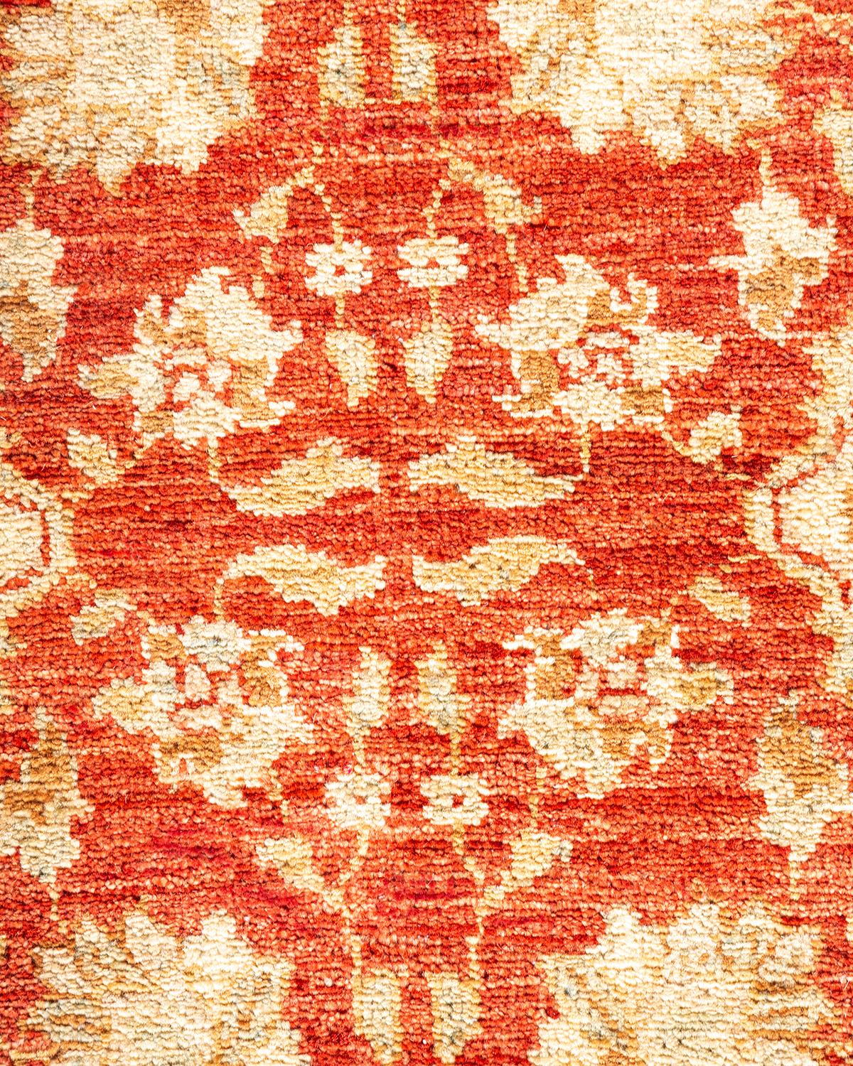 One-of-a-kind Hand Knotted Oriental Mogul Orange Area Rug In New Condition For Sale In Norwalk, CT