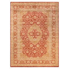 Tapis Oriental Mogul orange noué à la main, unique en son genre