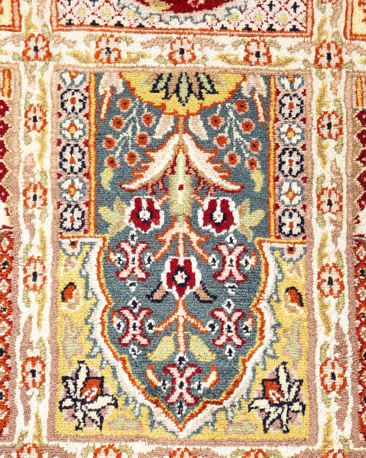 Pakistani One-of-a-kind Hand Knotted Oriental Mogul Orange Area Rug For Sale