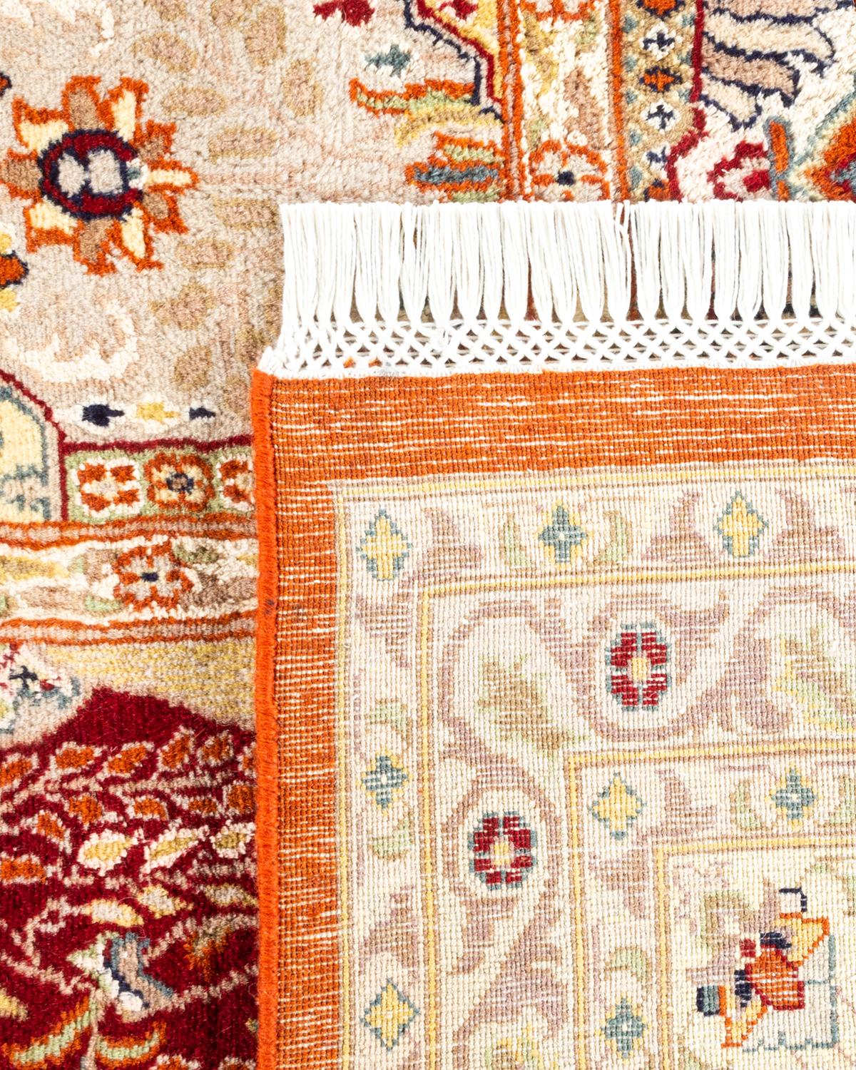 Contemporary One-of-a-kind Hand Knotted Oriental Mogul Orange Area Rug For Sale