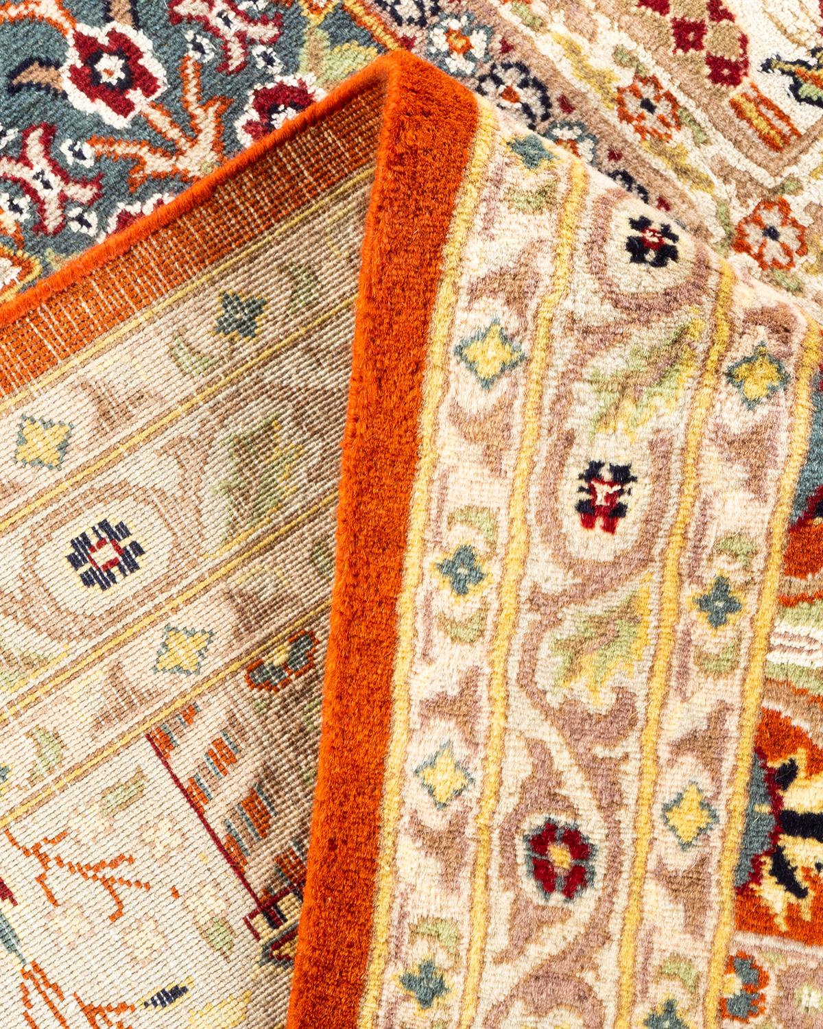 Wool One-of-a-kind Hand Knotted Oriental Mogul Orange Area Rug For Sale