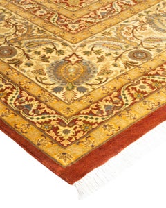 Tapis Oriental Mogul orange noué à la main - Exemplaire unique
