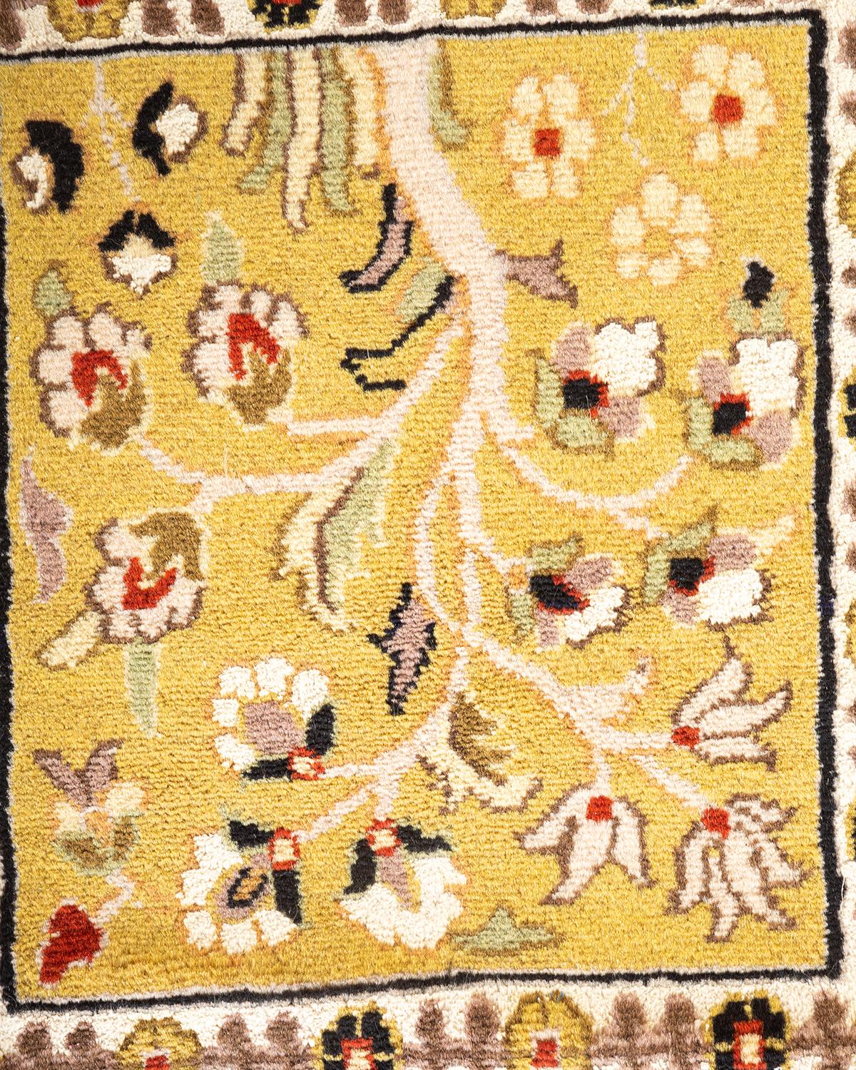 Pakistani One-of-a-Kind Hand Knotted Oriental Mogul Orange Area Rug For Sale