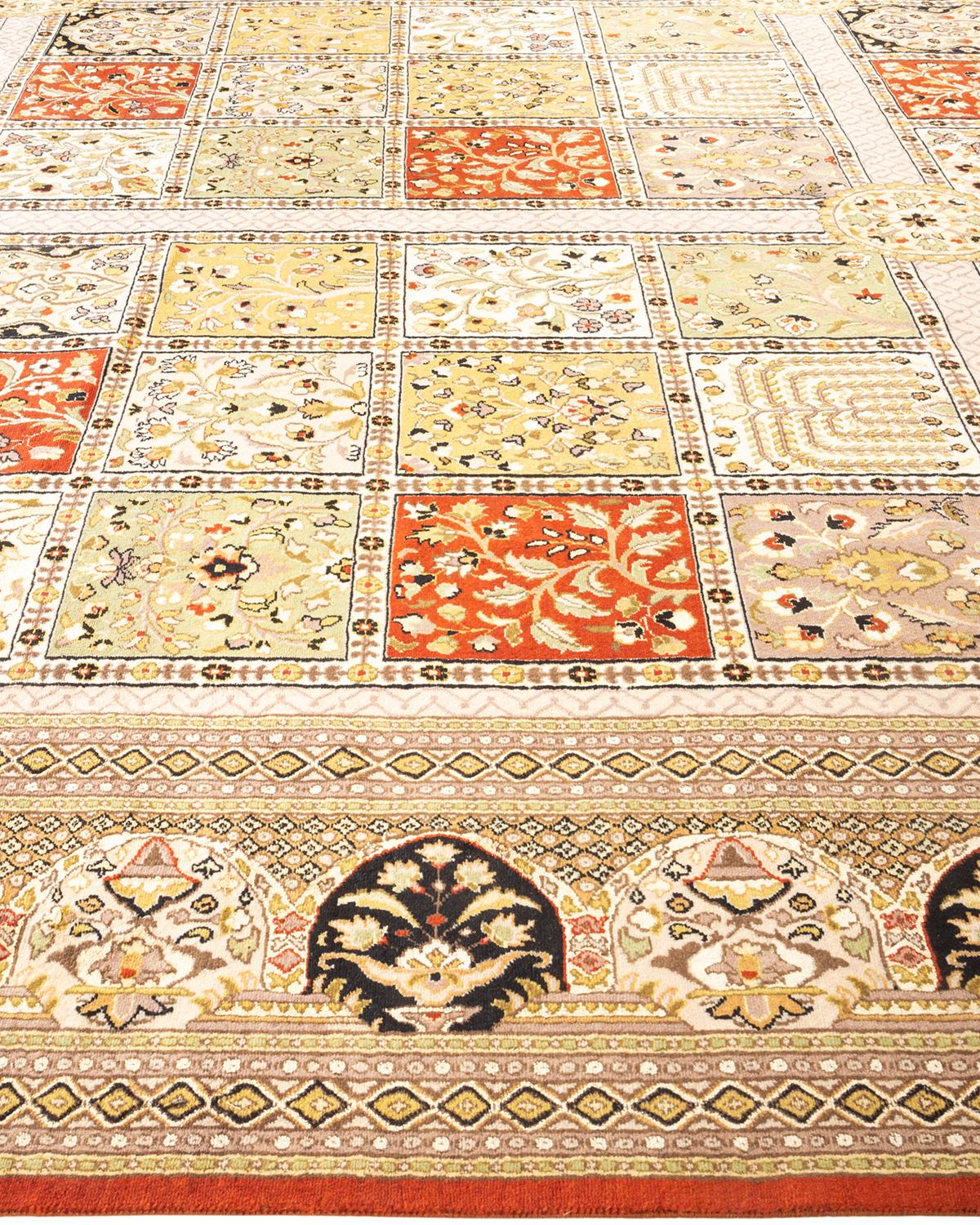 One-of-a-Kind Hand Knotted Oriental Mogul Orange Area Rug In New Condition For Sale In Norwalk, CT