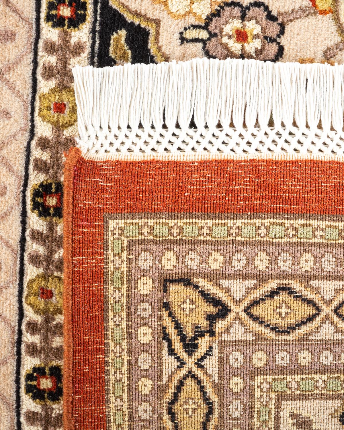 Contemporary One-of-a-Kind Hand Knotted Oriental Mogul Orange Area Rug For Sale