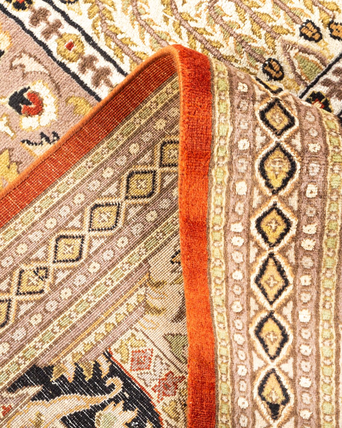 Wool One-of-a-Kind Hand Knotted Oriental Mogul Orange Area Rug For Sale