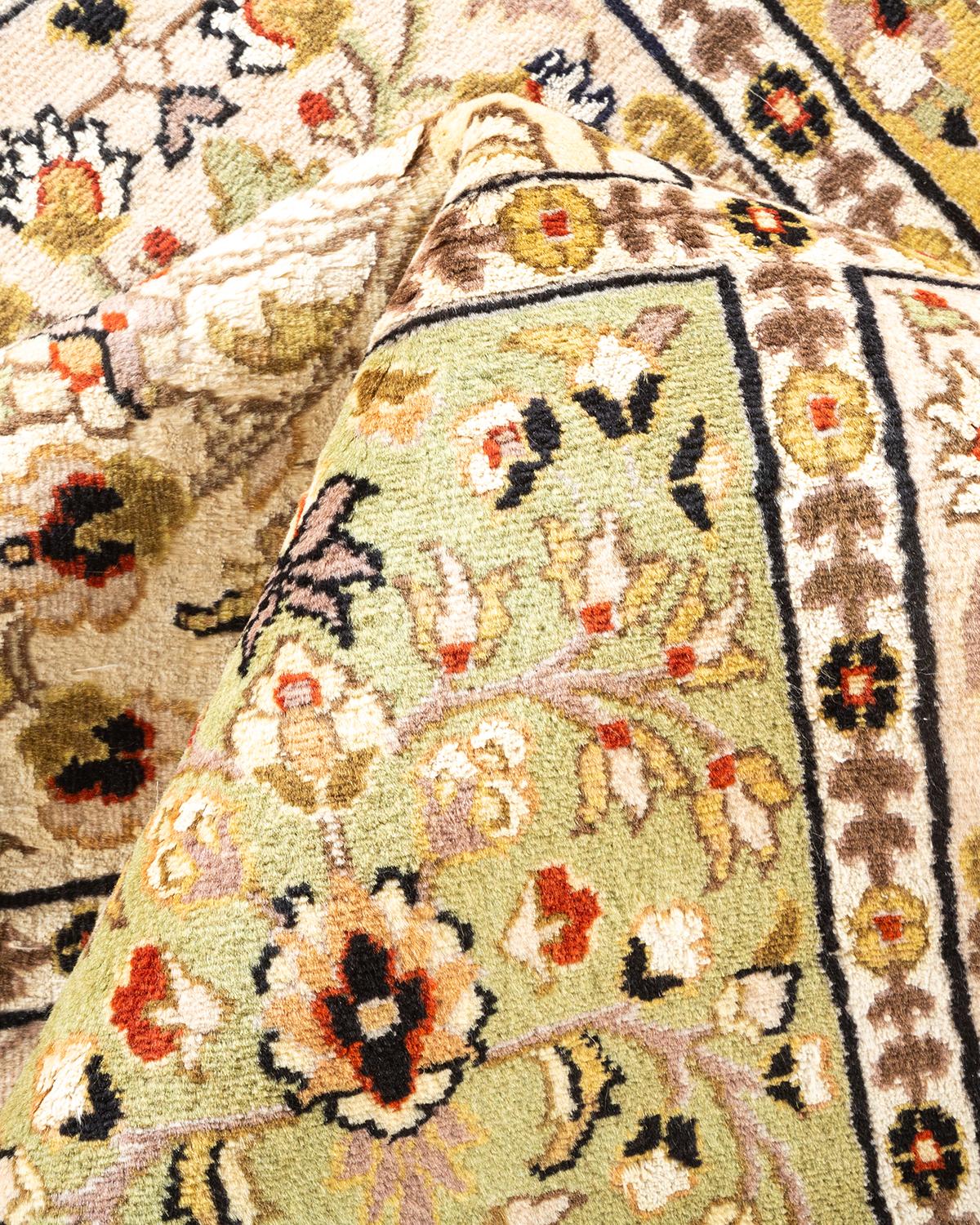 One-of-a-Kind Hand Knotted Oriental Mogul Orange Area Rug For Sale 1