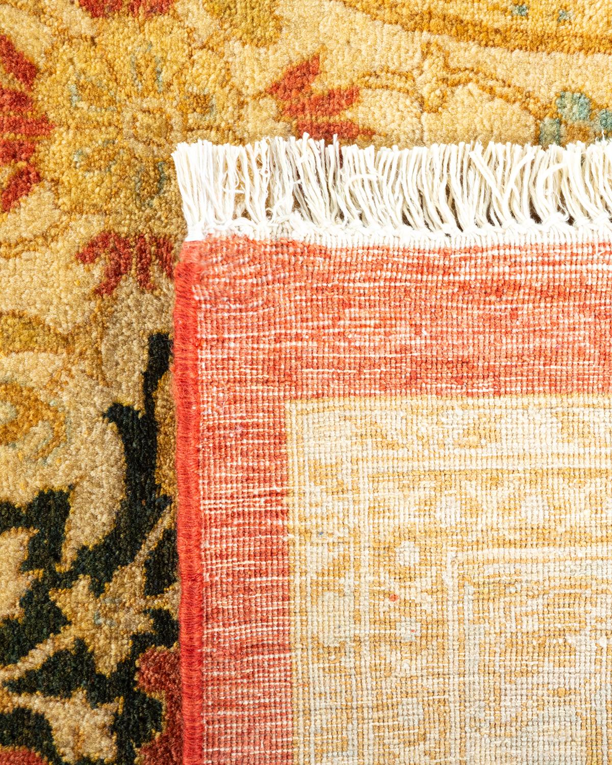 Contemporary One-of-a-kind Hand Knotted Oriental Mogul Orange Area Rug For Sale