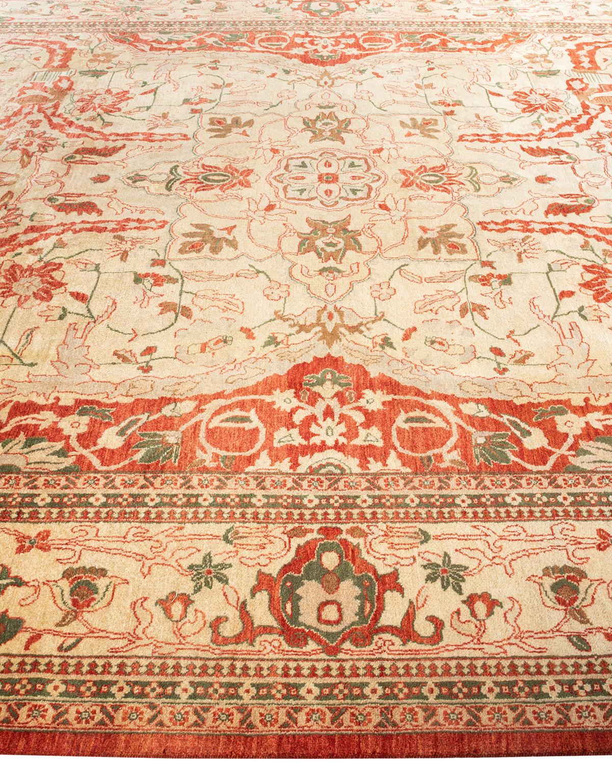 One-Of-A-Kind Hand Knotted Oriental Mogul Orange Area Rug In New Condition For Sale In Norwalk, CT