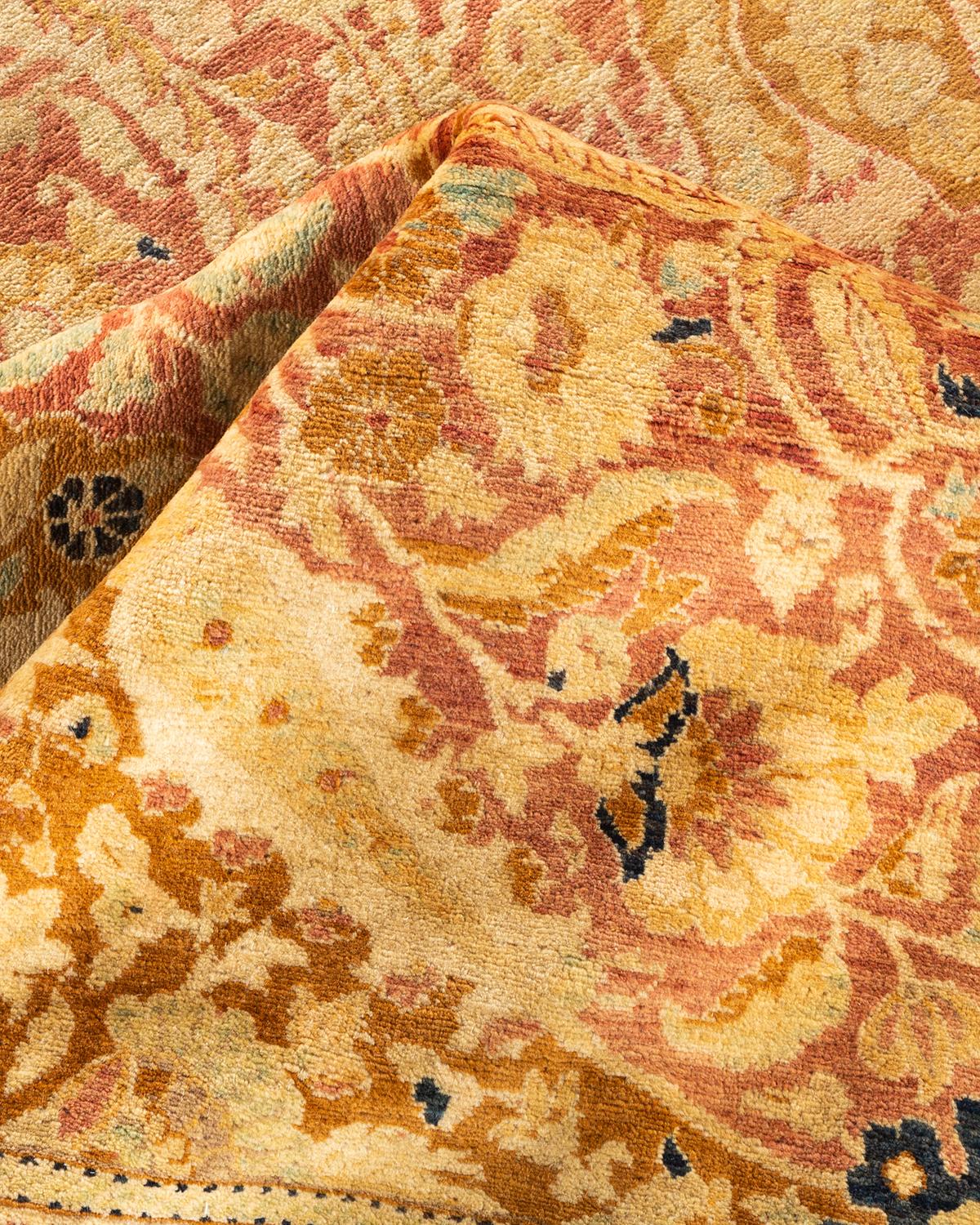 One-Of-A-Kind Hand Knotted Oriental Mogul Orange Area Rug For Sale 1