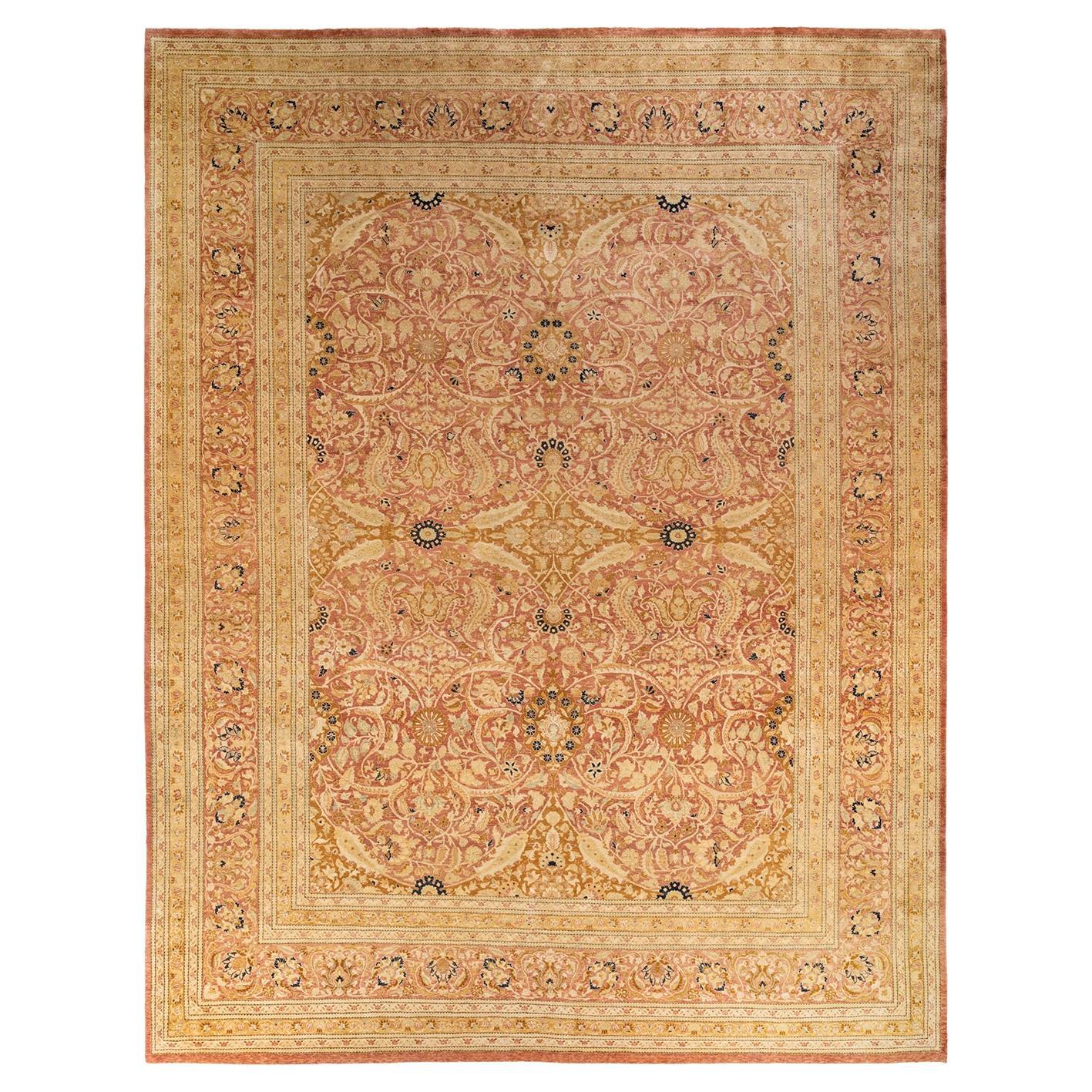 One-Of-A-Kind Hand Knotted Oriental Mogul Orange Area Rug