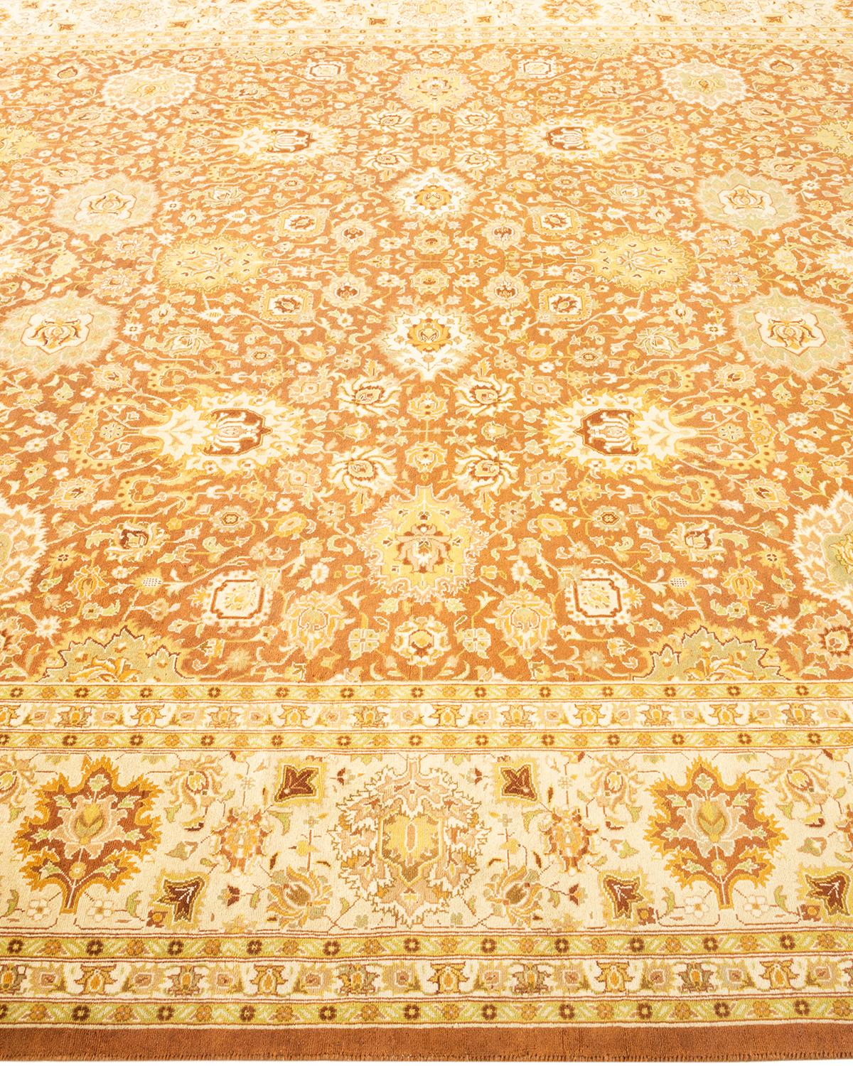 One-Of-A-Kind Hand Knotted Oriental Mogul Orange Area Rug In New Condition For Sale In Norwalk, CT