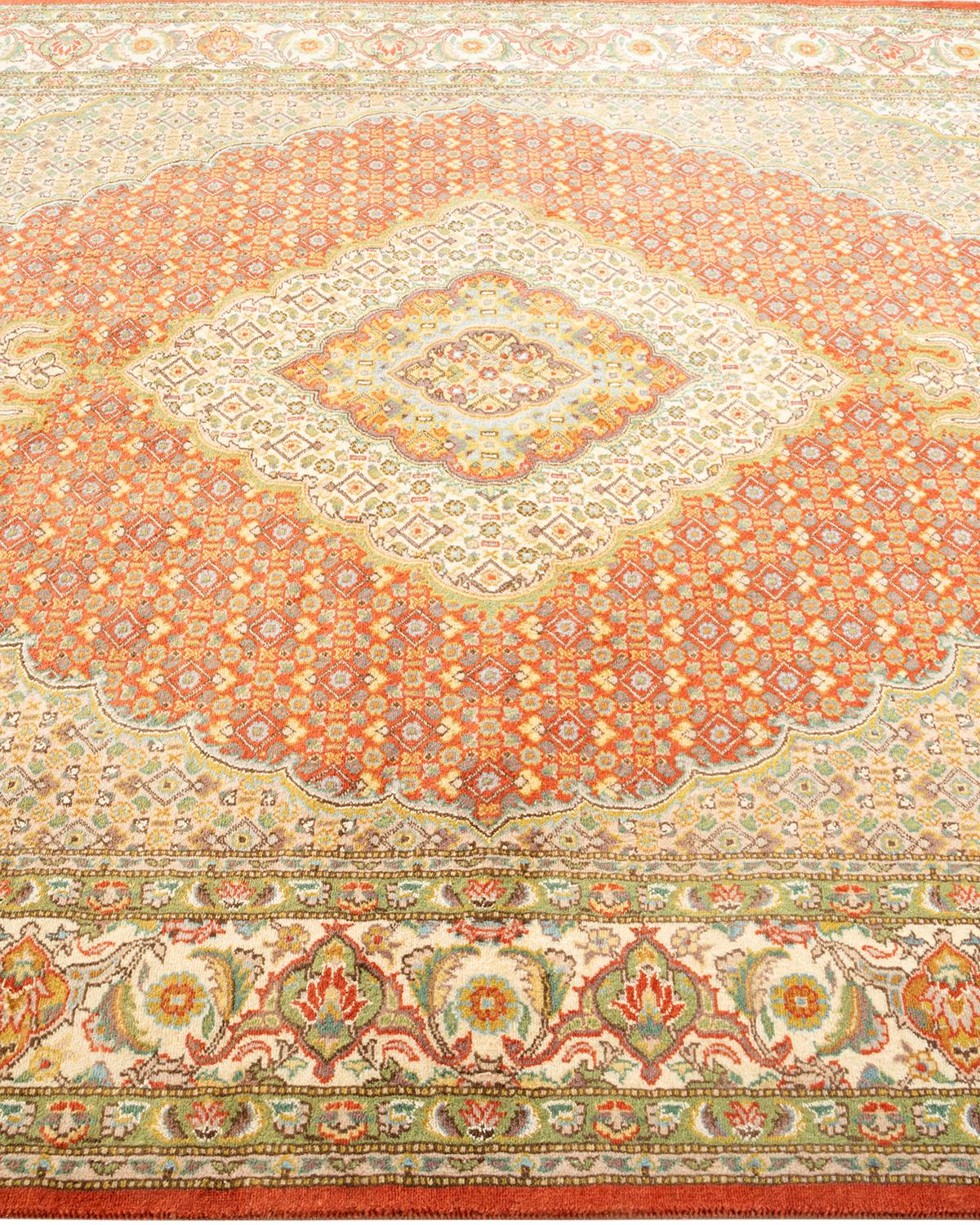 One-of-a-kind Hand Knotted Oriental Mogul Pink Area Rug In New Condition For Sale In Norwalk, CT