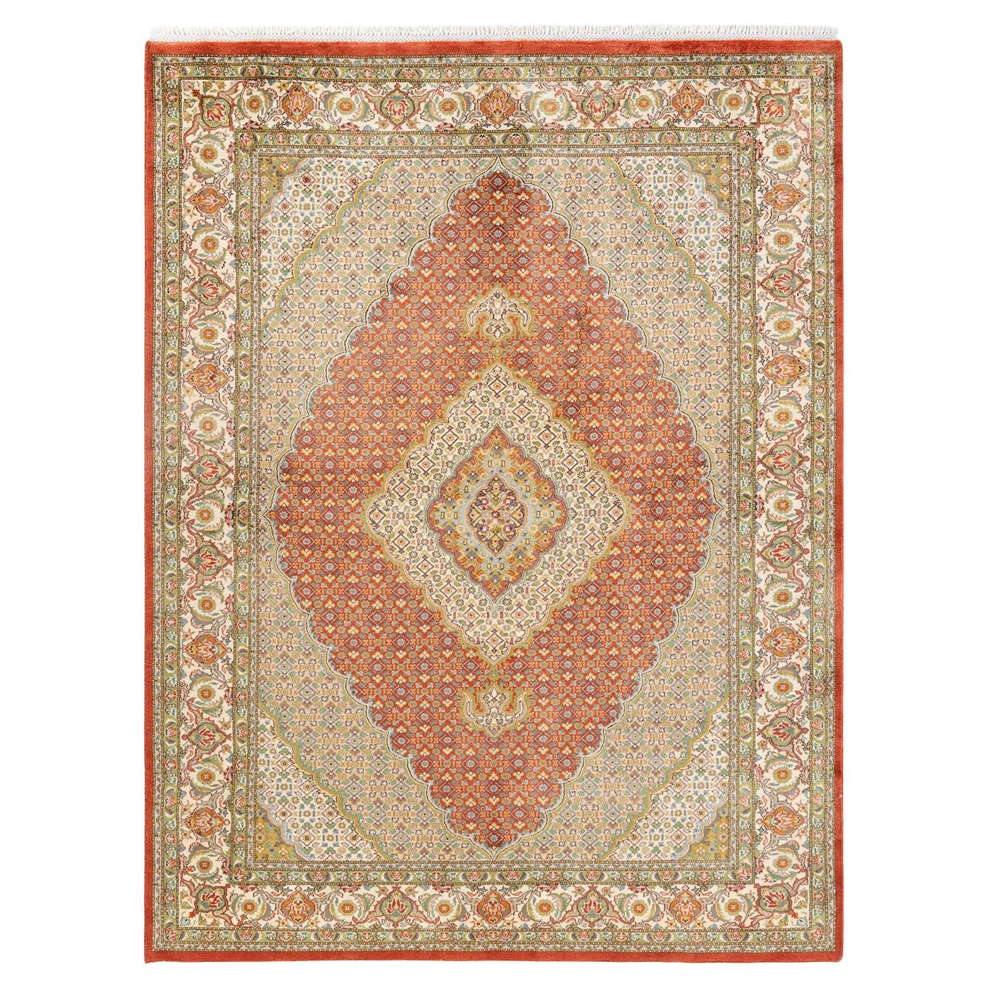 One-of-a-kind Hand Knotted Oriental Mogul Pink Area Rug For Sale