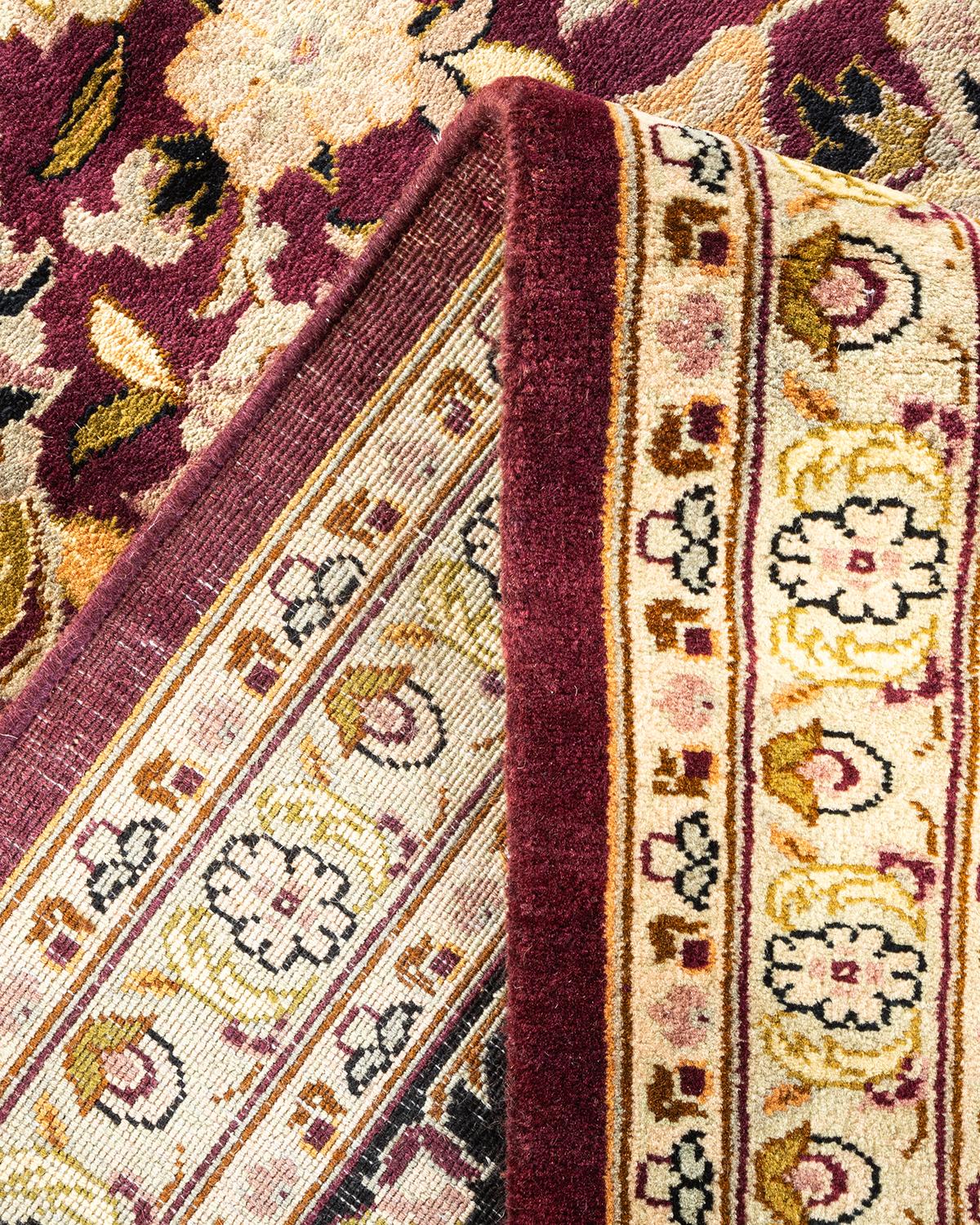 Handgeknüpfter orientalischer Mogul-Teppich in Violett, Unikat (Wolle) im Angebot