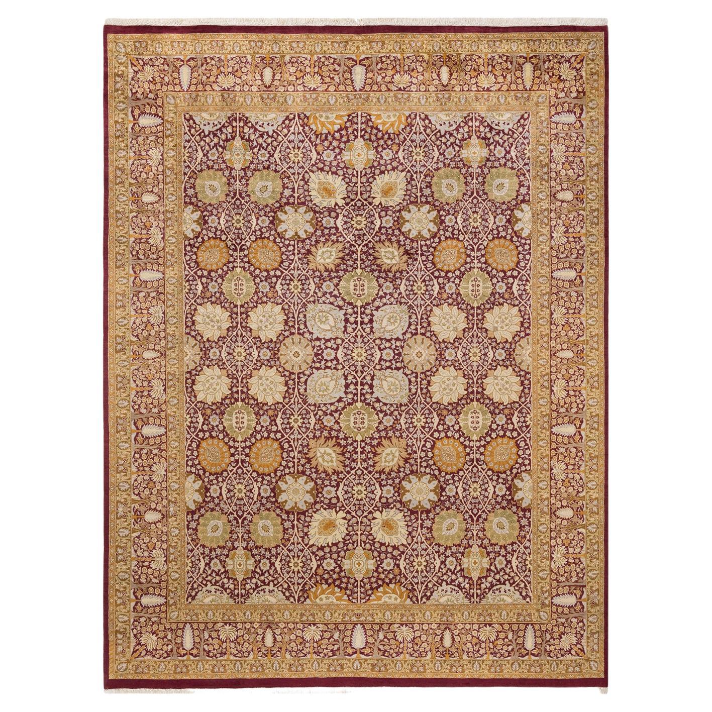 One-of-a-Kind Hand Knotted Oriental Mogul Purple Area Rug For Sale